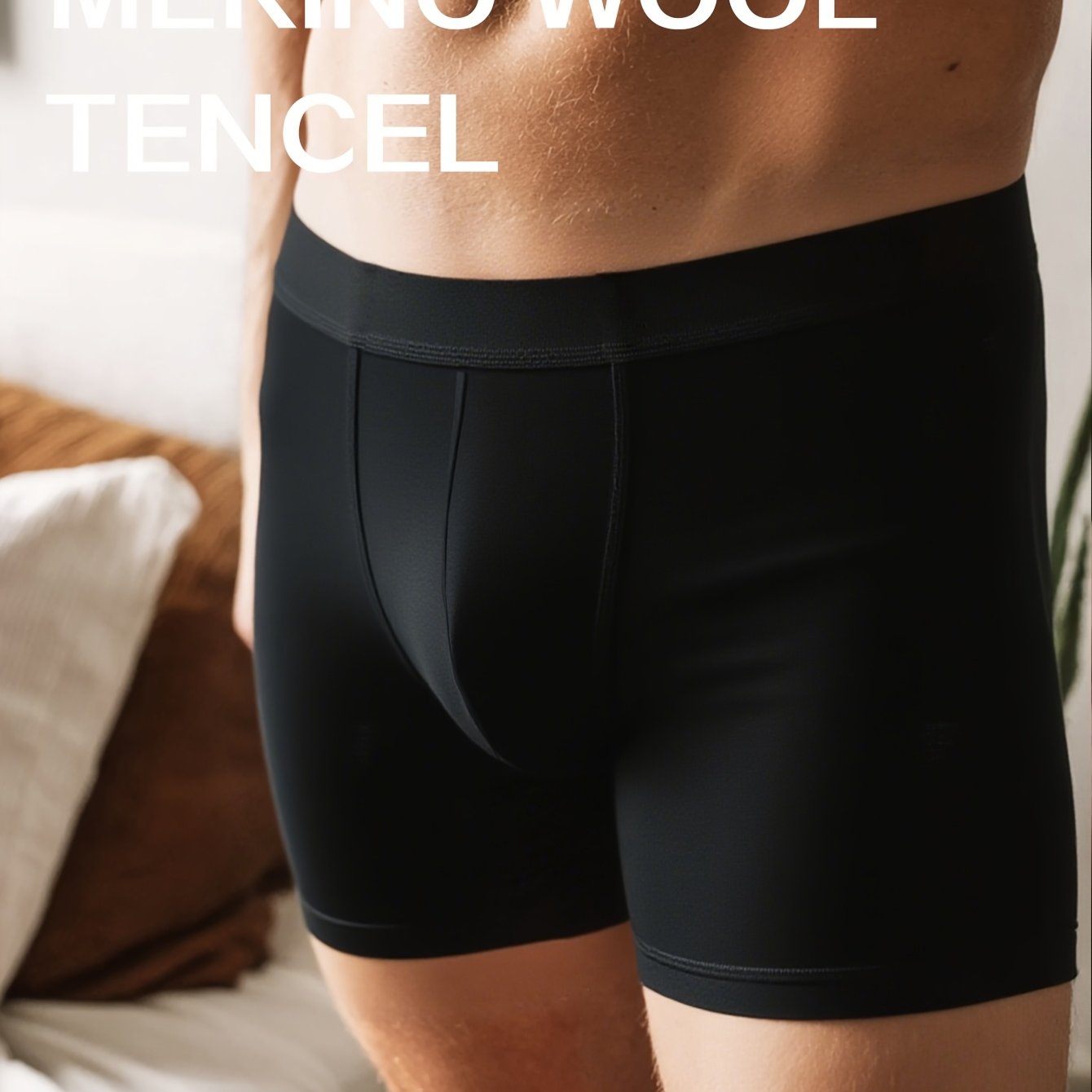 Grey Preparer Men's Quick-Dry Wool & Tencel Lyocell Boxer Briefs – Moisture-Wicking, Breathable Athletic Underwear for Gym & Outdoor Activities
