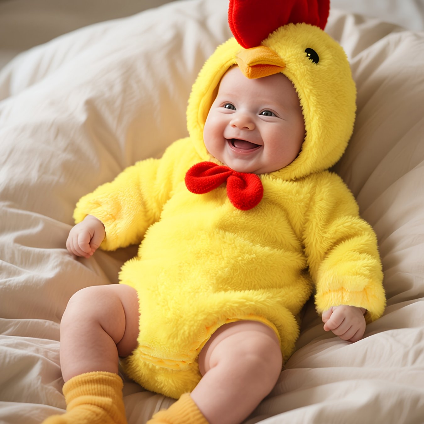 🐥 Yellow Chick Onesie – Soft Fleece Outfit for Babies