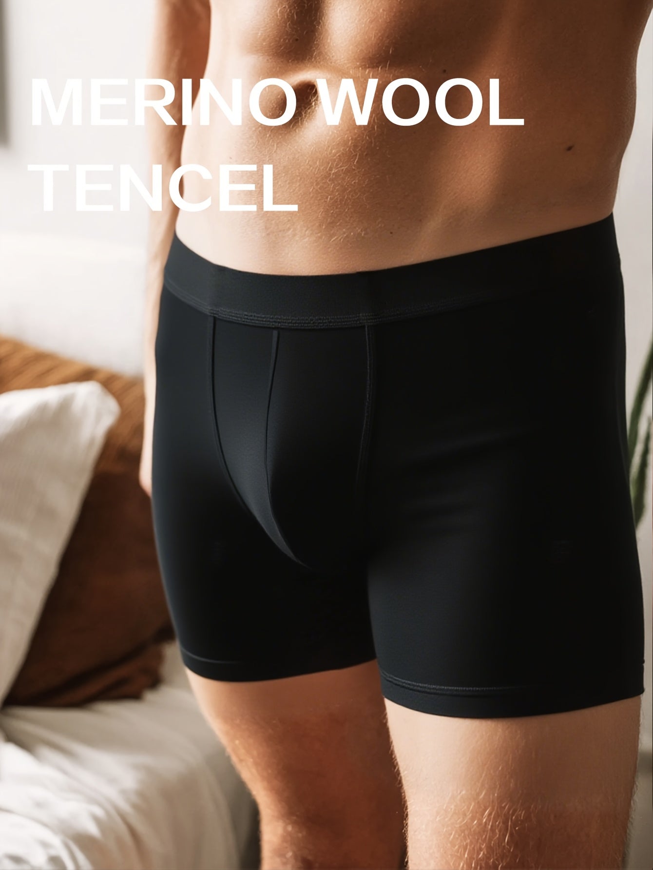 Grey Preparer Men's Quick-Dry Wool & Tencel Lyocell Boxer Briefs – Moisture-Wicking, Breathable Athletic Underwear for Gym & Outdoor Activities