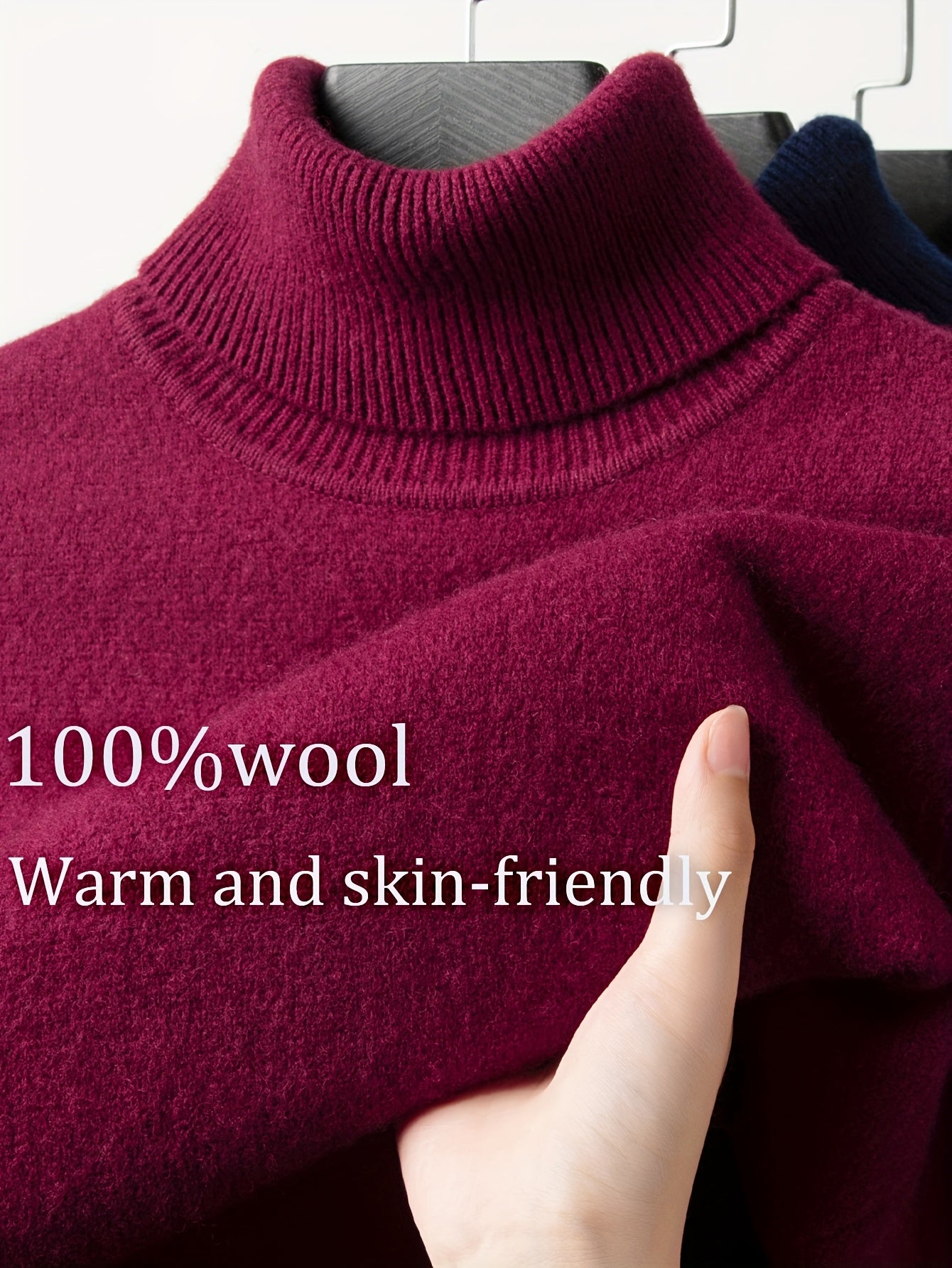 FORTEI Men's Heavyweight Wool Turtleneck Sweater – Thick Warm Winter Pullover for Casual & Formal Wear