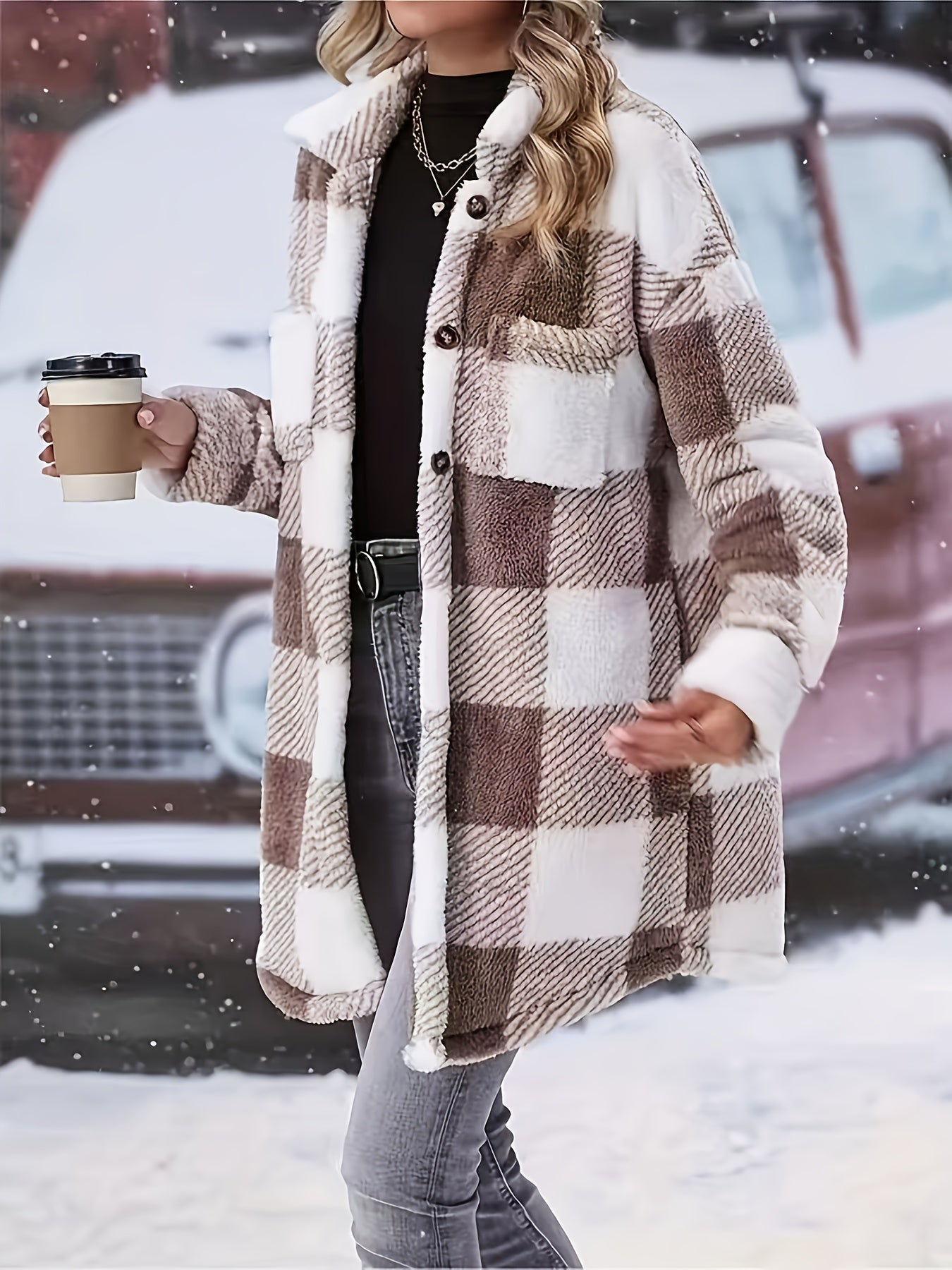 🖤 Checkered Winter Coat