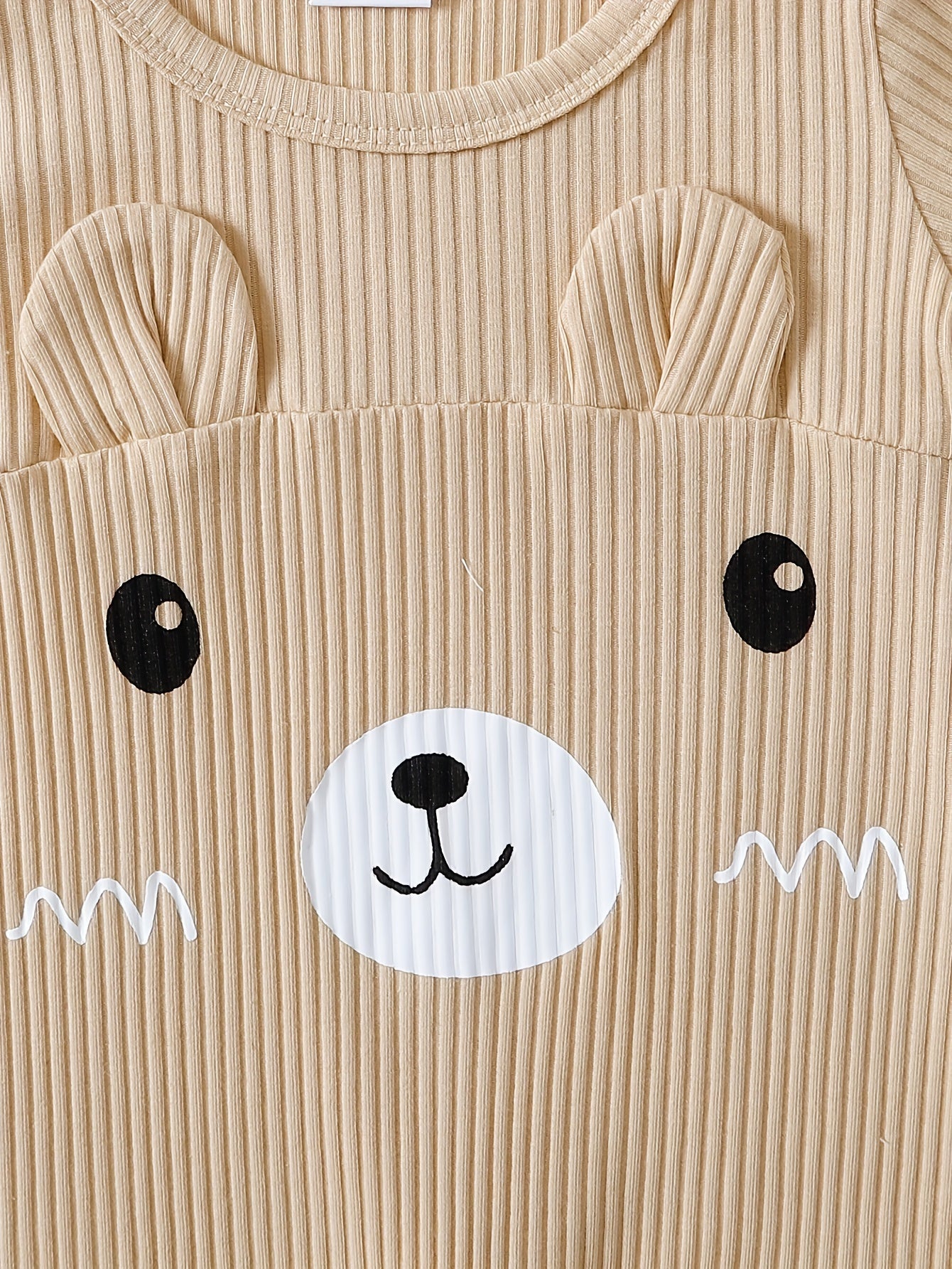 Baby 2PCS Outfit – 3D Bear Bodysuit & Hat Set, Playful Outdoor Wear