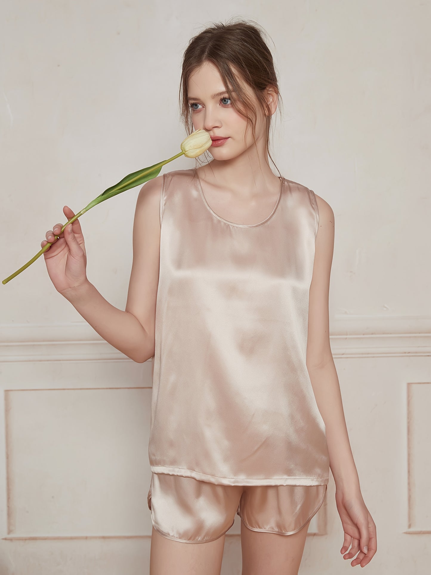 Tanktop und Shorts-Set aus 100 % Maulbeerseide für Damen – Luxuriöse Nachtwäsche