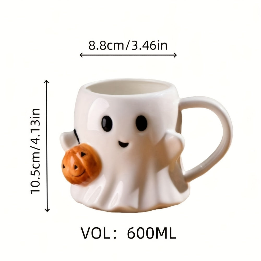 🎃 Pumpkin Ghost Ceramic Mug – 600ml Halloween Cup