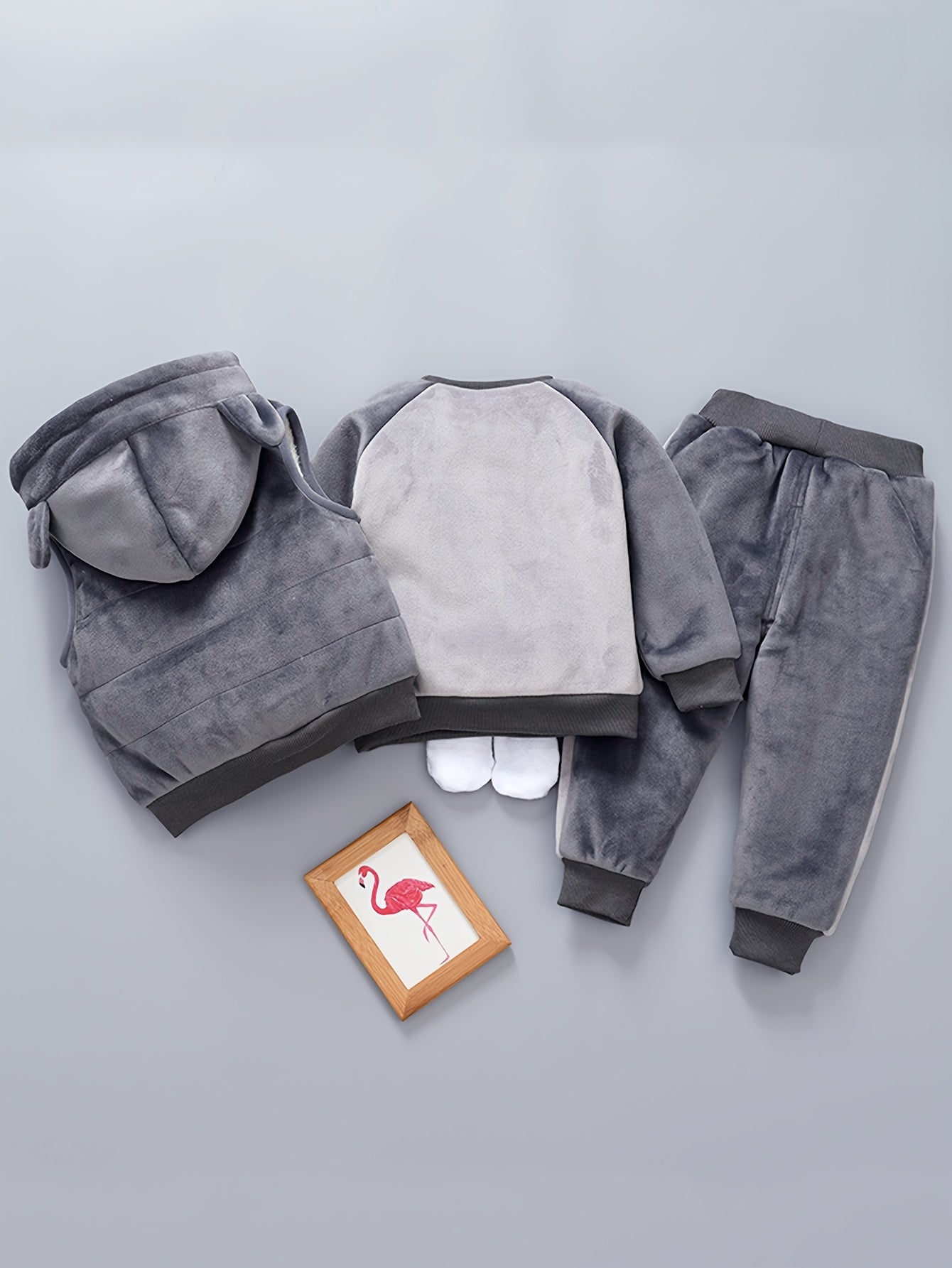 🐱 3pcs Cozy Cat Hoodie Set – Winter Outfit for Girls