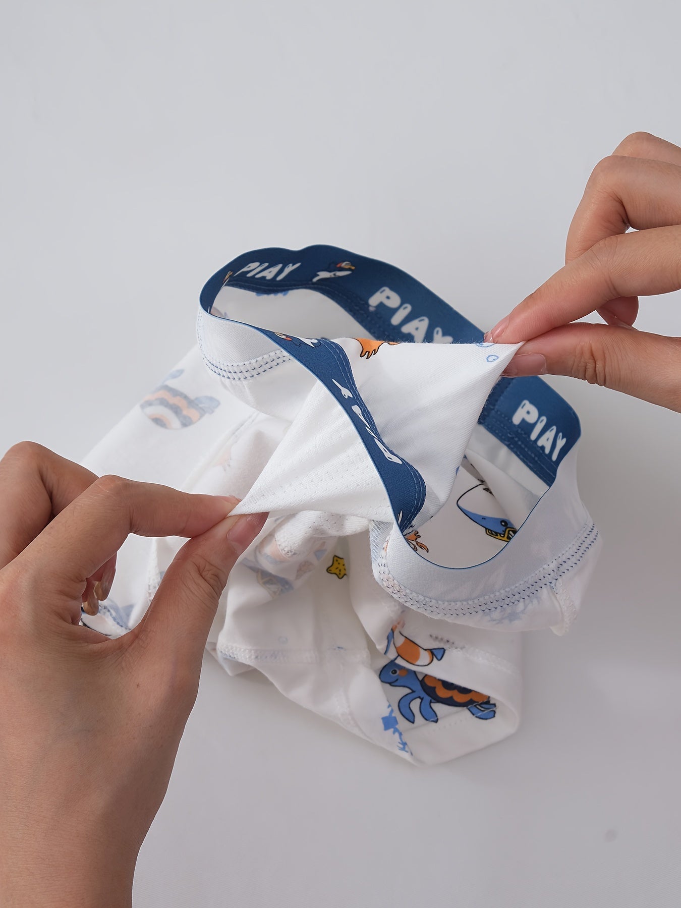 Boys' Cartoon Underwater Boxer Briefs 4pcs – Soft Cotton, Marine Life Print