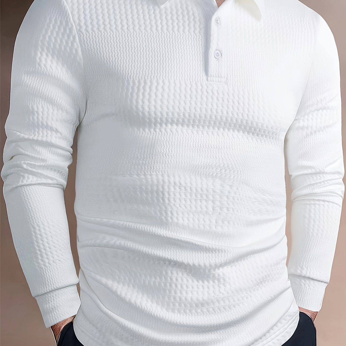 Men's Classic Long Sleeve Button-Up Shirt – Stretch Knit, Formal & Casual, Soft Breathable Fabric for Office & Everyday Wear