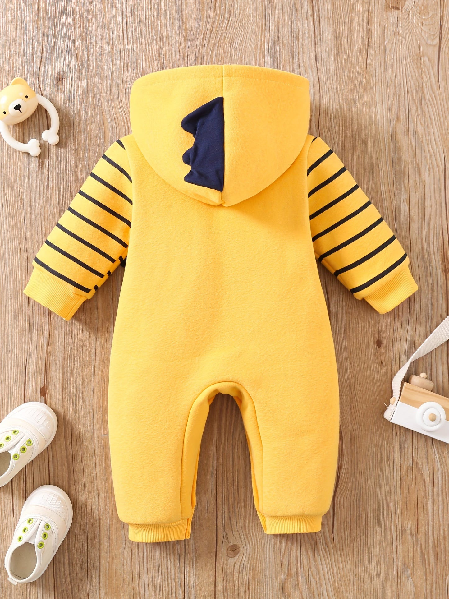 Baby Boys’ Hooded Romper – Cartoon Horns Jumpsuit for Outdoor & Party