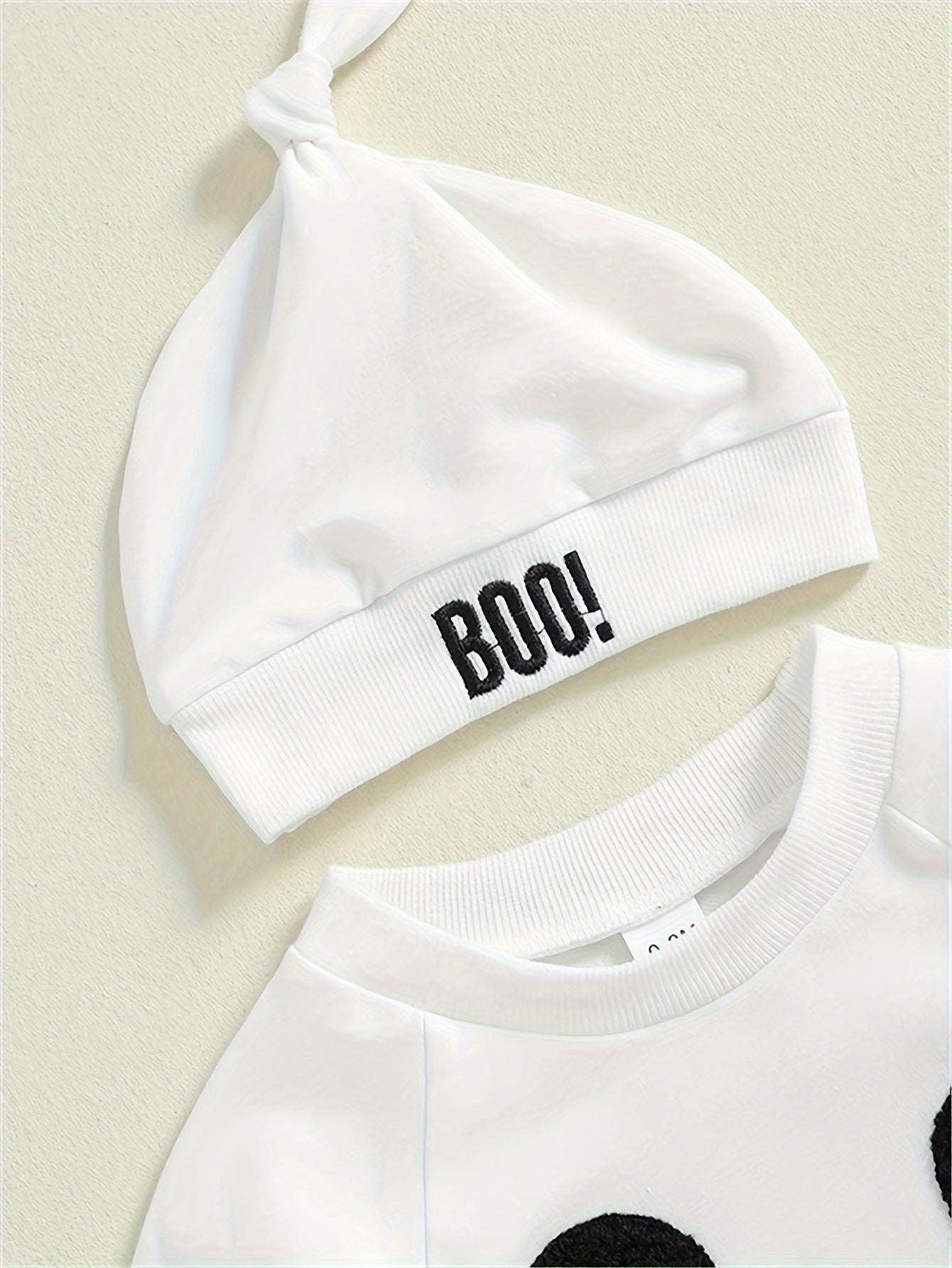 🎃 Boys' Halloween Bodysuit & Hat Set – Embroidered Long Sleeve Romper for Newborns