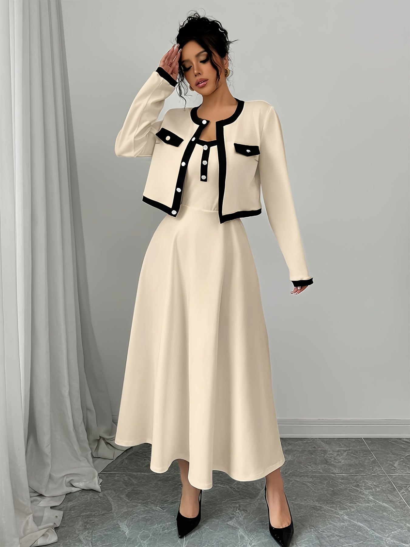 🌿 Women’s Jacket & Dress Set
