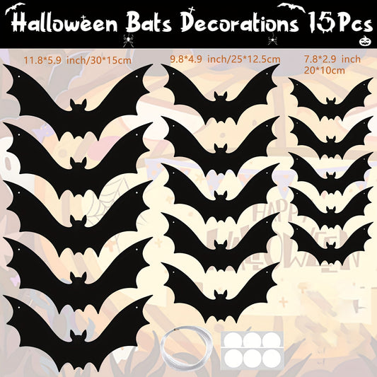 🦇 15pcs Hanging Halloween Bats – Spooky Outdoor & Indoor Decor