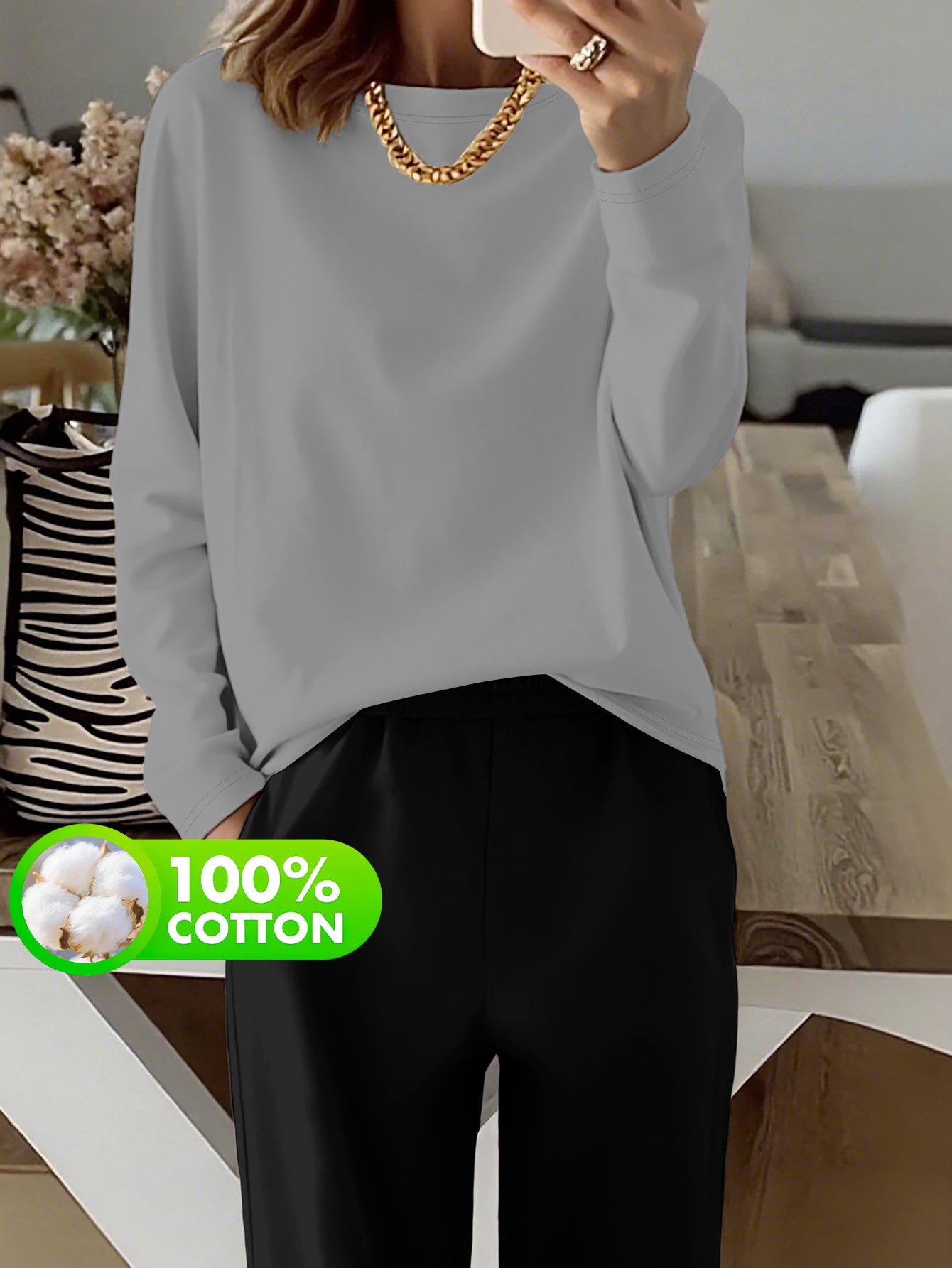 Women’s Long Sleeve T-Shirt & Pants Set – Cozy Autumn Casual Outfit