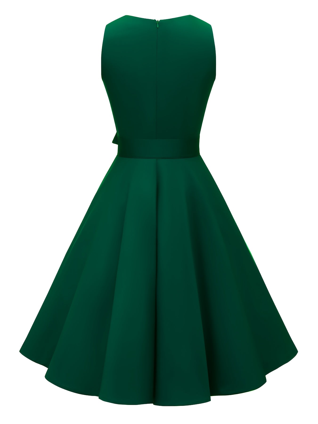 Elegant Women’s Sleeveless Belted Party Dress – Solid Color Chic Outfit