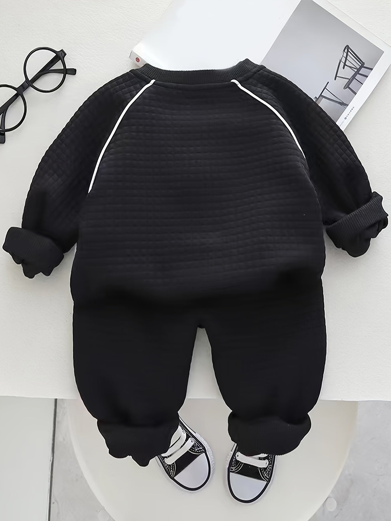 Kids’ 2PCS Autumn Outfit – Bear Sweatshirt & Sweatpants Set, Casual Everyday Wear