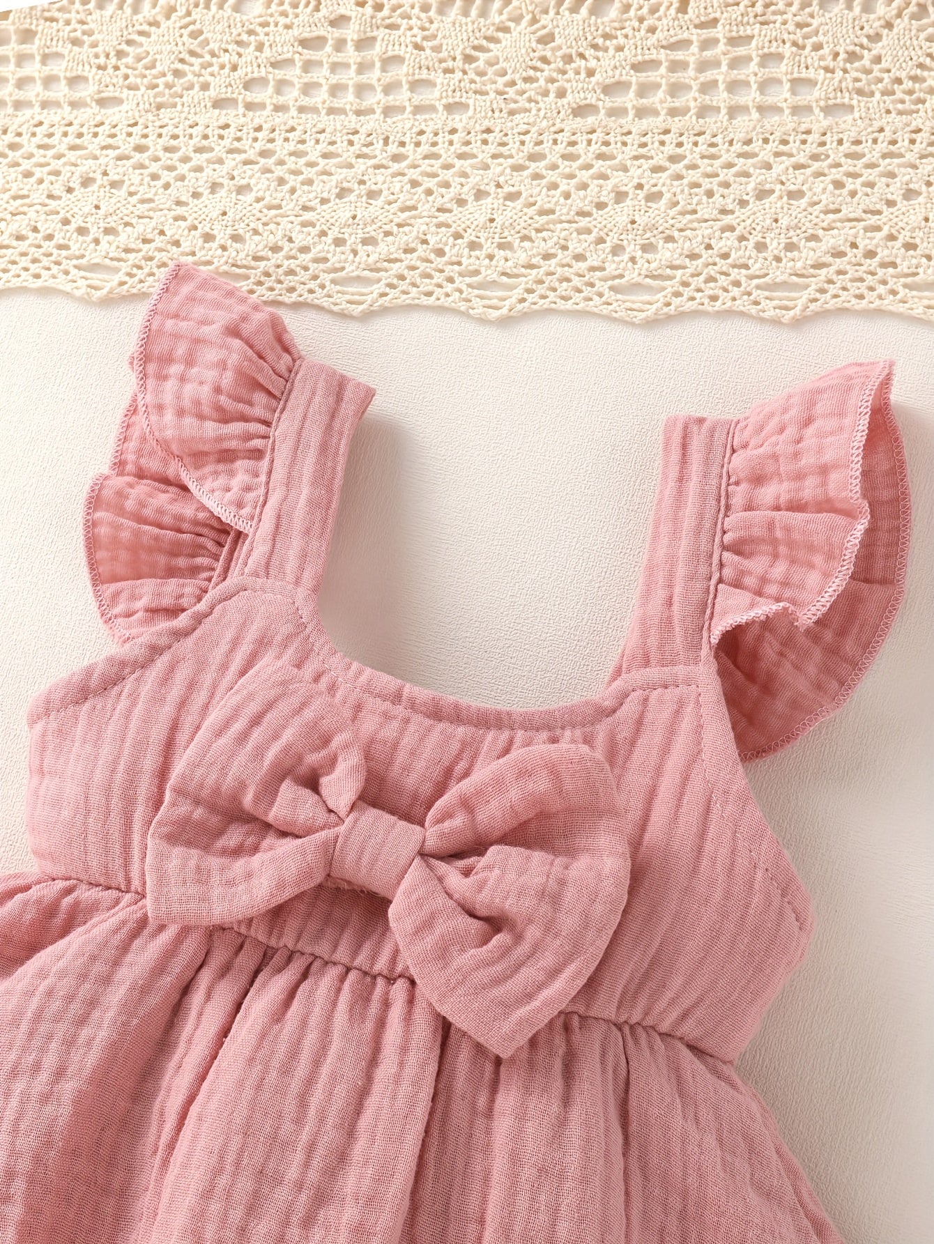 2pcs Little Girl Ruffle Strap Dress & Hat Set – Soft, Comfortable, Fashionable Outfit