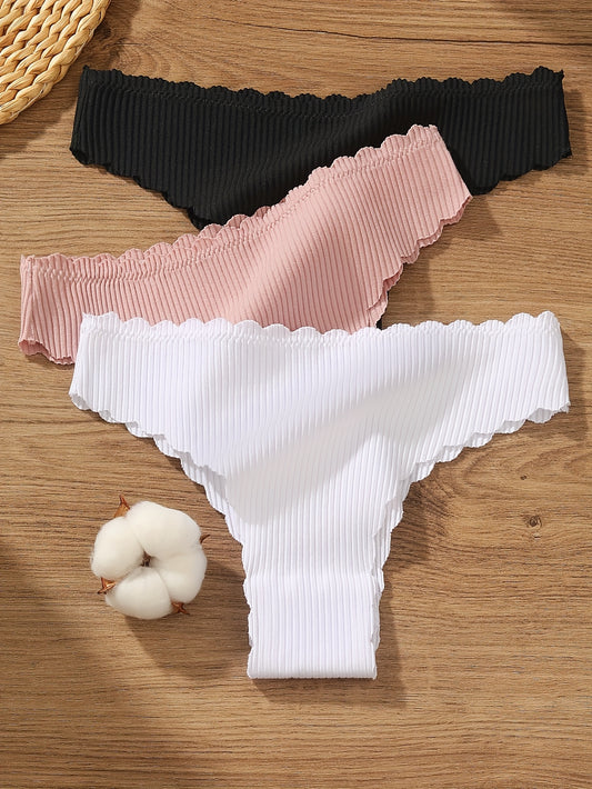 3PCS Women’s Seamless Brazilian Panties – Sexy Low-Rise Underwear Set