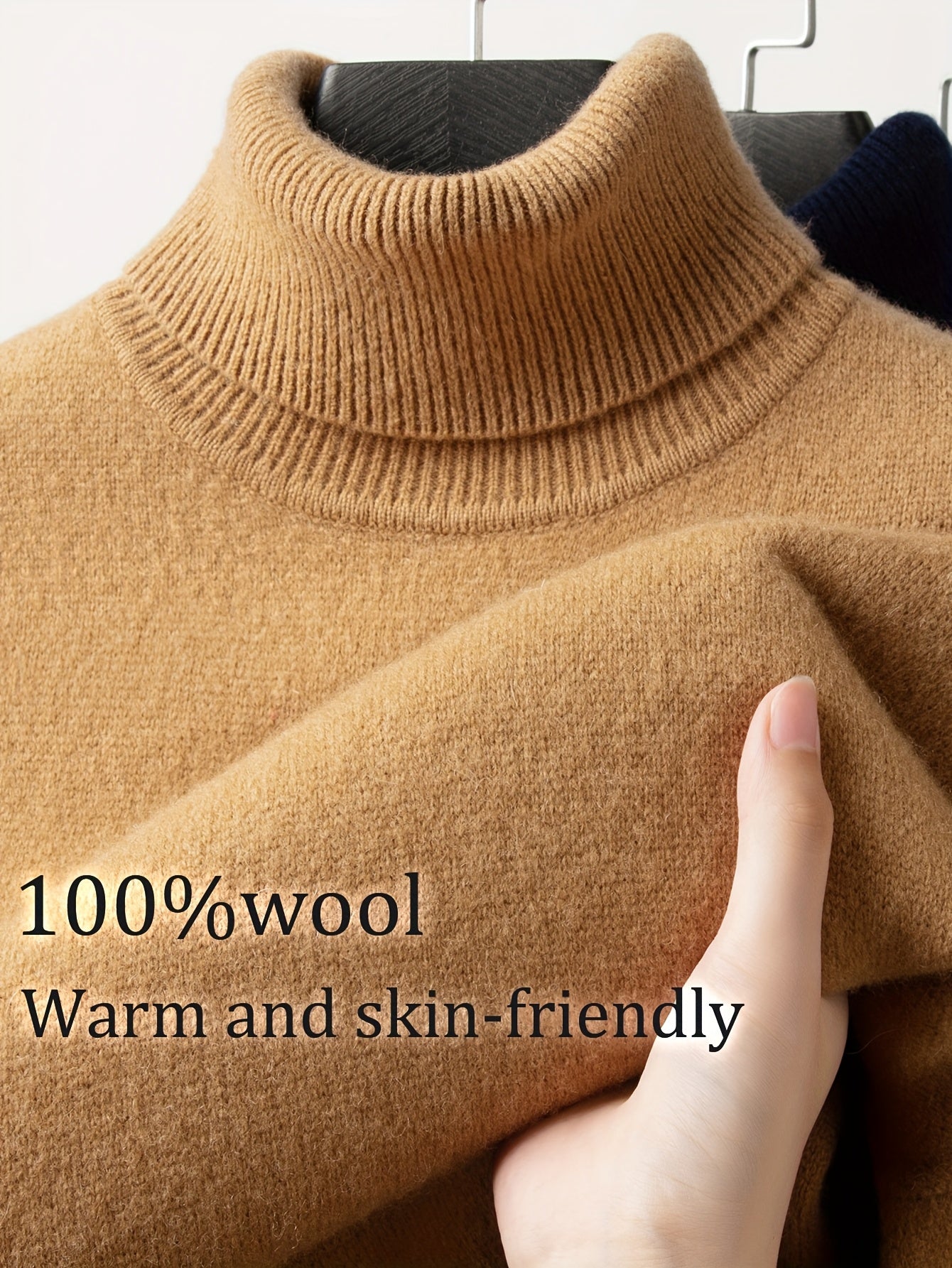 FORTEI Men's Heavyweight Wool Turtleneck Sweater – Thick Warm Winter Pullover for Casual & Formal Wear
