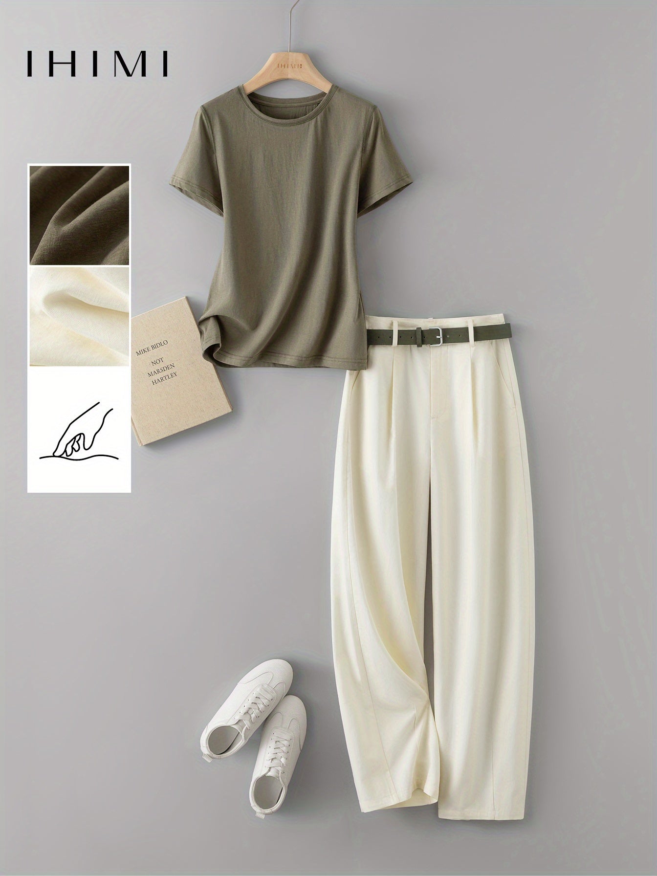 Women’s Pants Set – Casual Belted T-Shirt & Pants Combo, Comfortable Summer Outfit