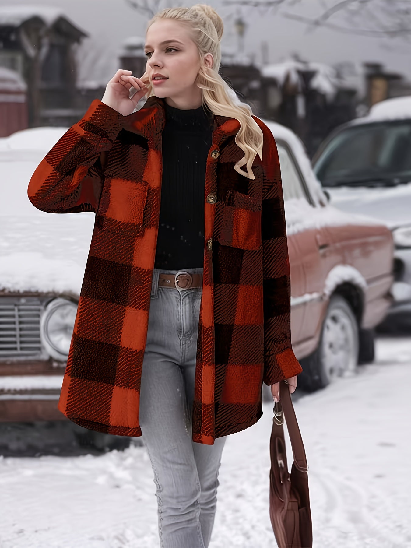 🖤 Checkered Winter Coat