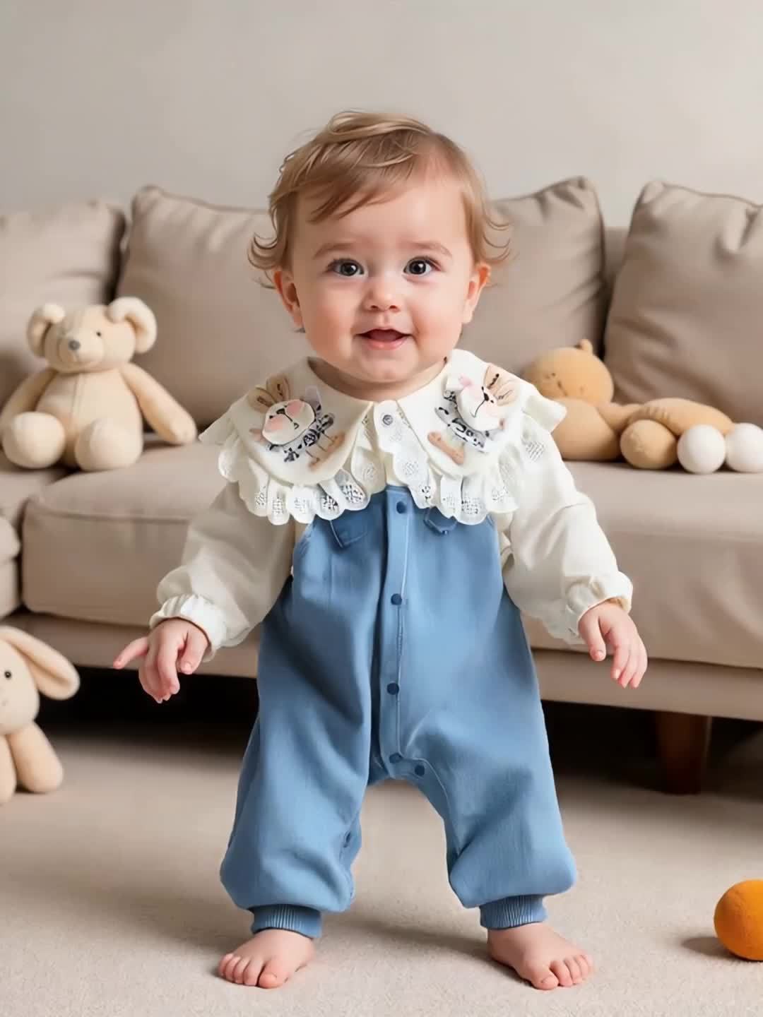 🐰 Faux Denim Rabbit Romper