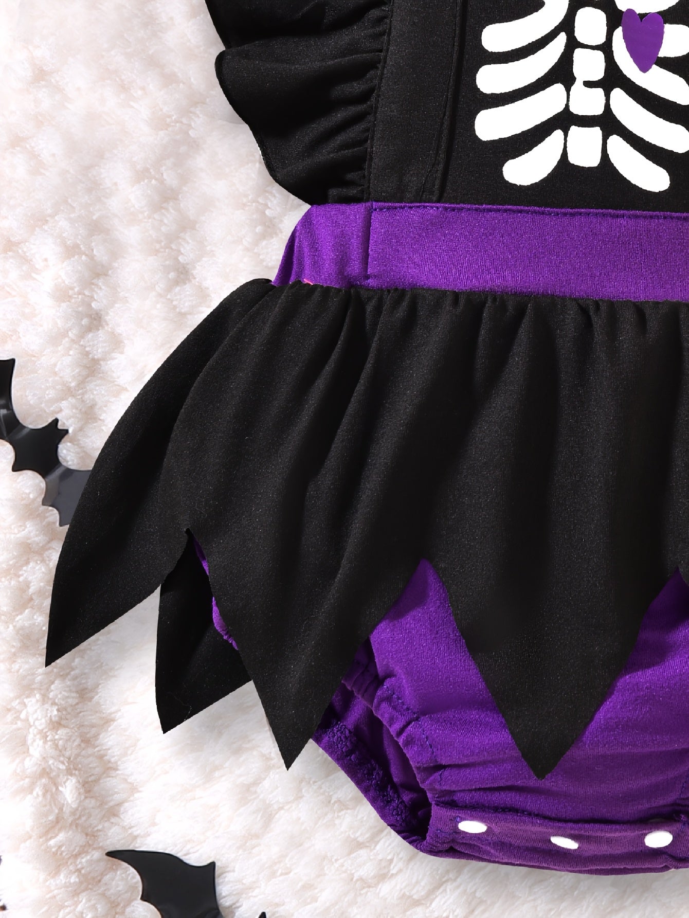 🎃 Girls' Halloween Outfit – Black Printed Bodysuit + Bow Headband | Cozy Fall/Winter Wear