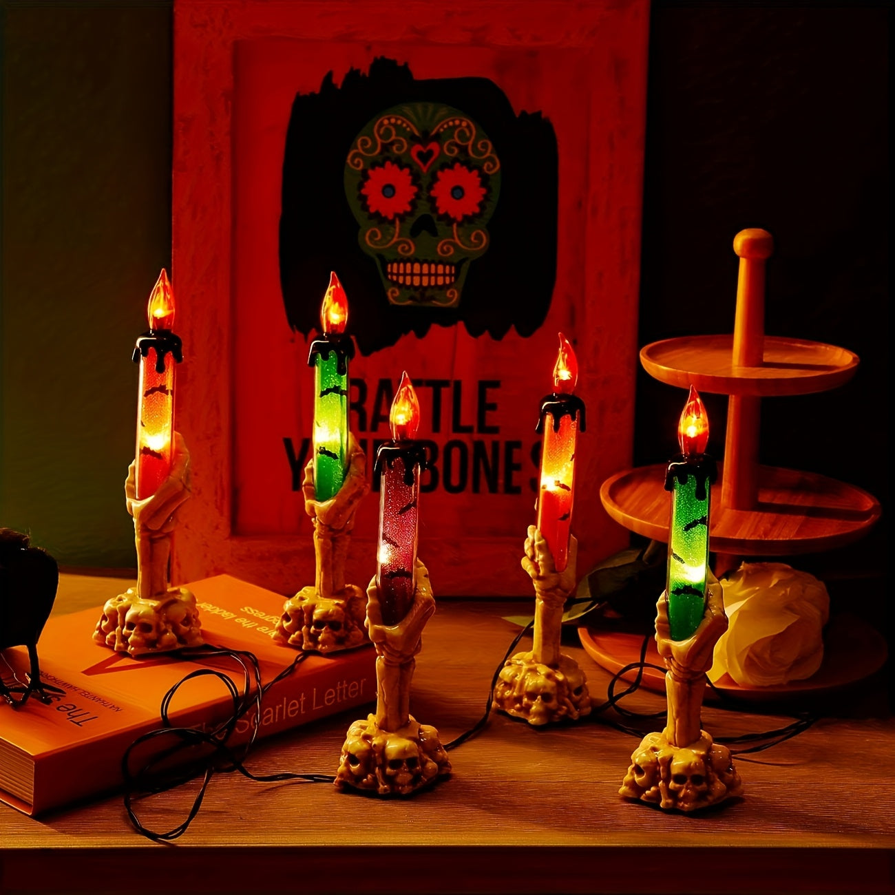 💀 5-in-1 Solar Skull Lantern – Outdoor Halloween Decor