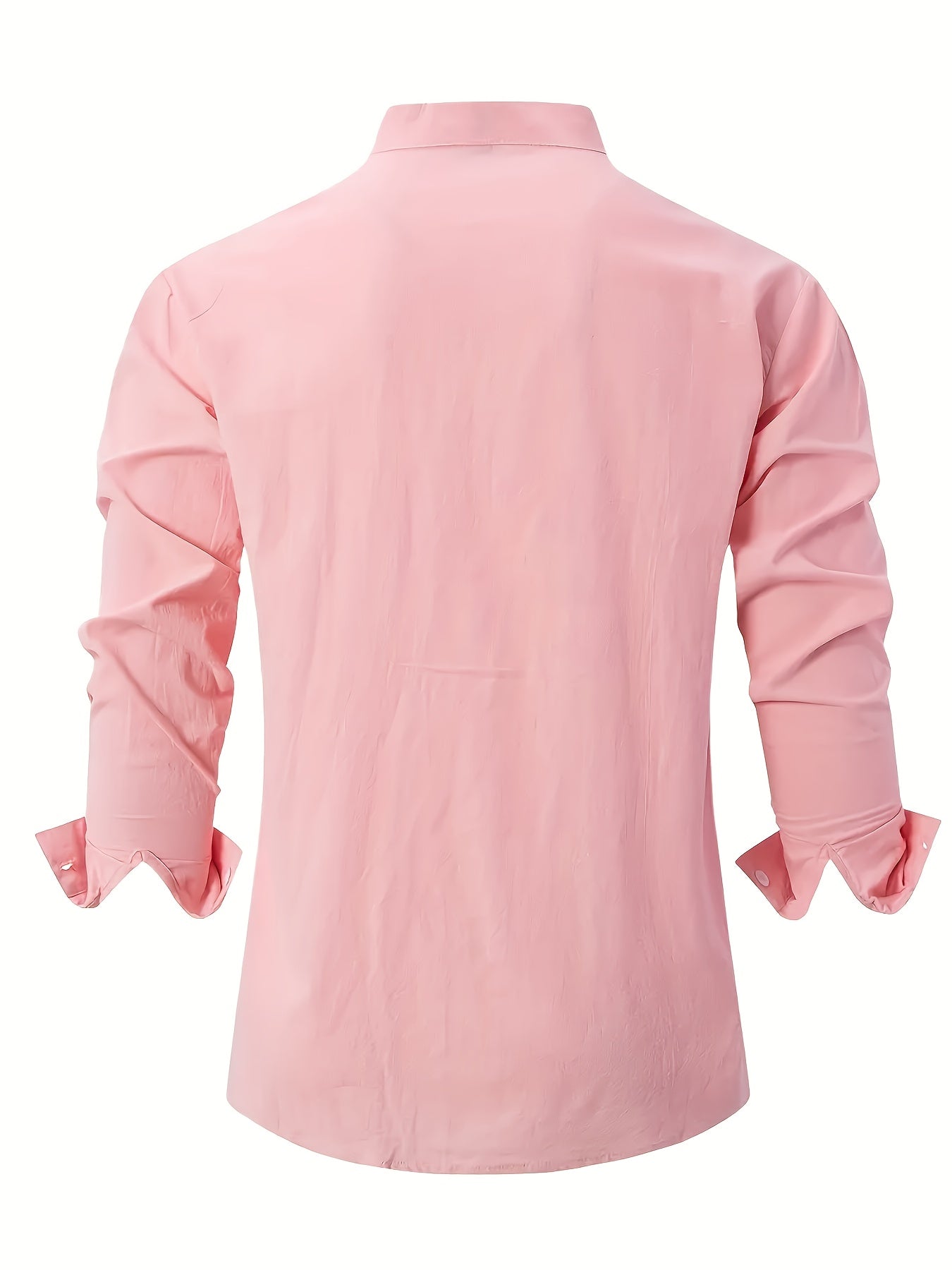 Men’s Stand Collar Button-Up Shirt – Long Sleeve Casual Dress Shirt, Regular Fit for Spring/Fall