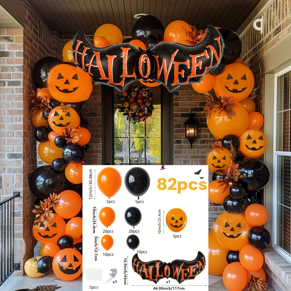 🎃 82pcs Halloween Balloon Set – Spooky Black & Orange Party Decor