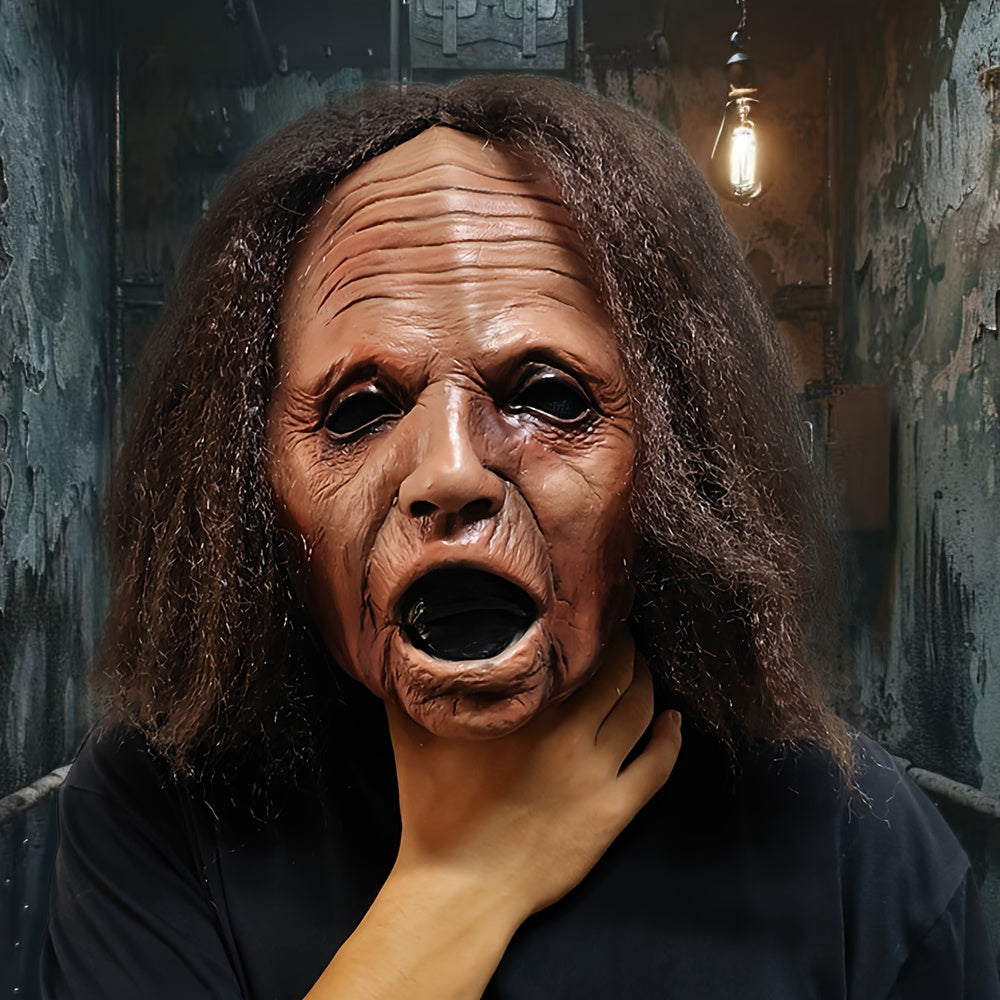 😱 Screaming Granny Mask – Realistic Latex Halloween Costume