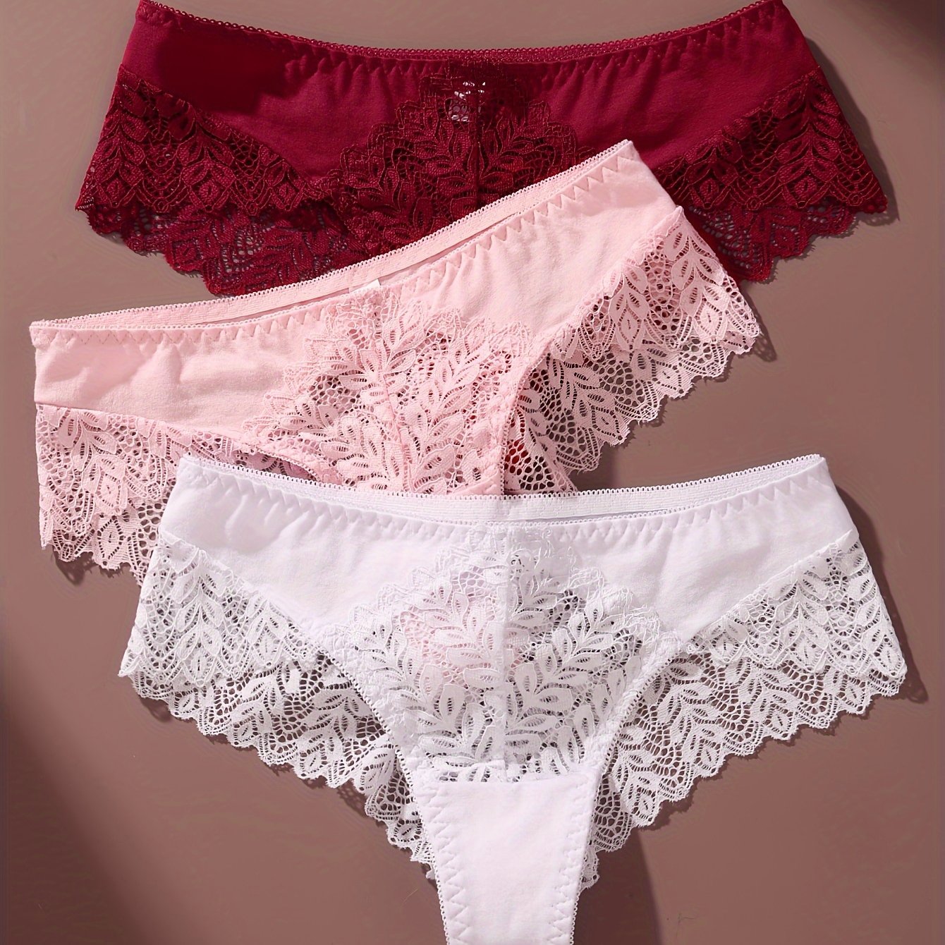3PCS Women’s Lace Panty Set – French Romantic Triangle Underwear for Autumn & Winter
