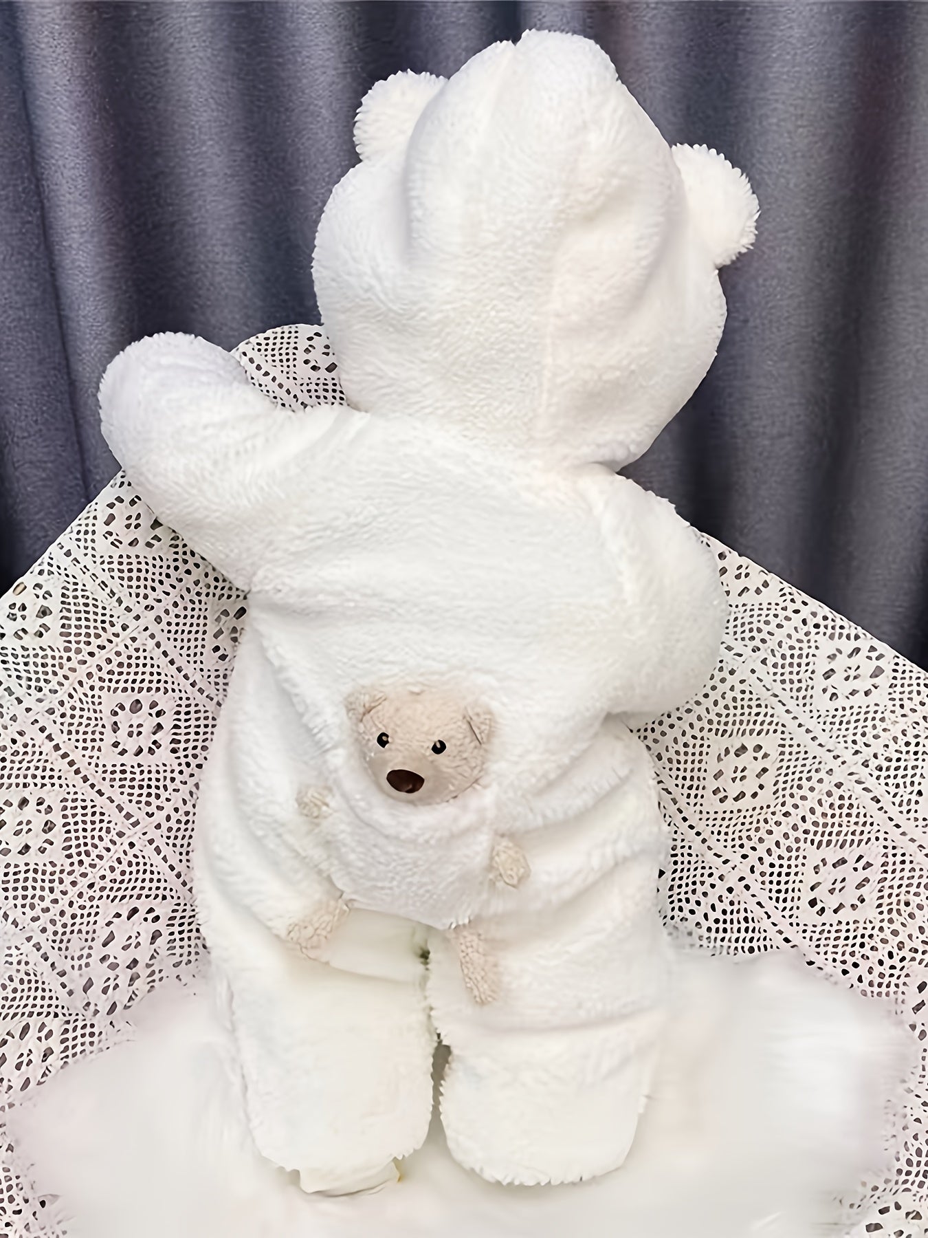 Baby Winter Hooded Jumpsuit – Warm Bear Decor Outfit for Newborn Boys & Girls, Suitable for Indoor & Outdoor Wear