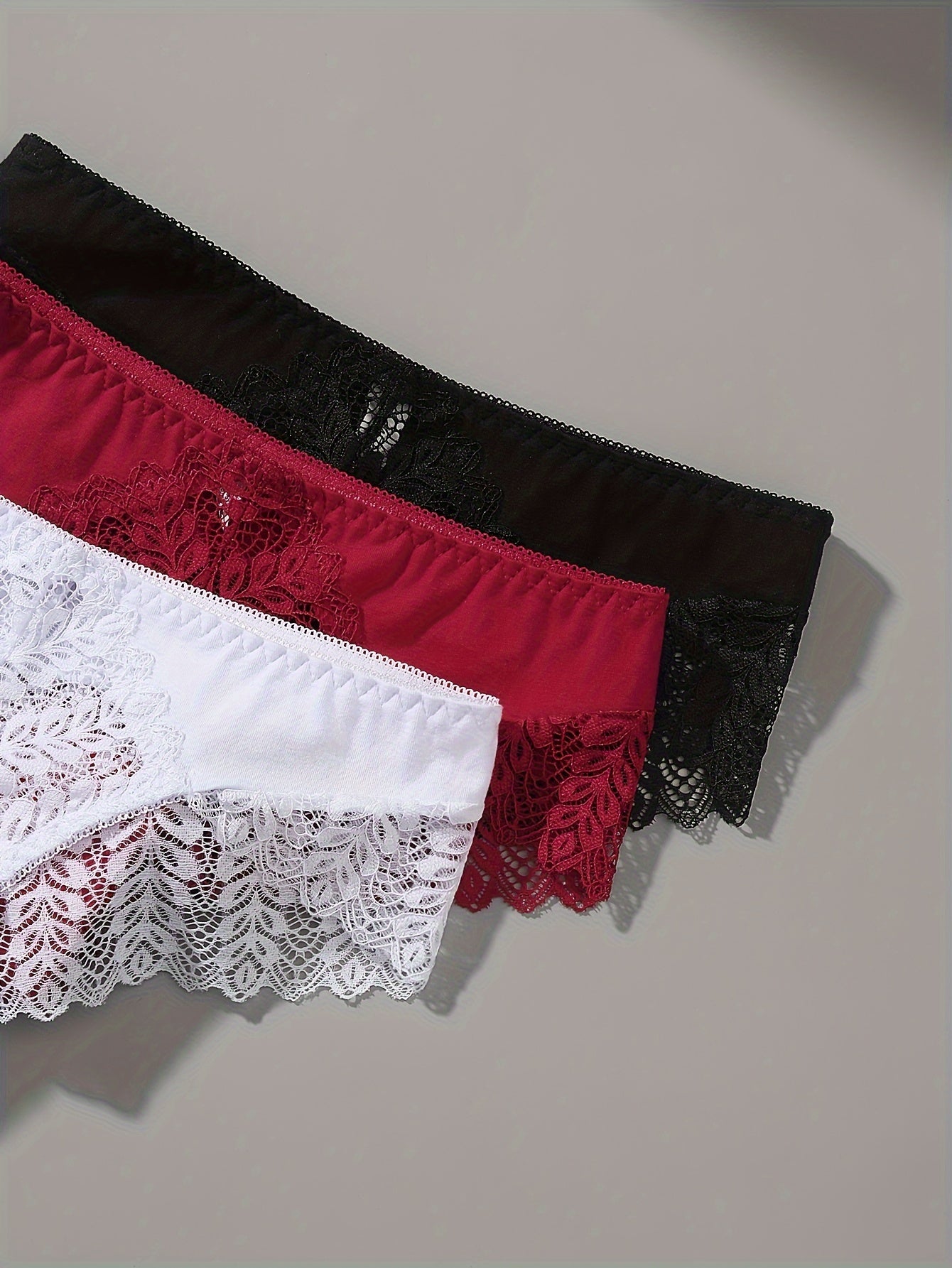 3PCS Women’s Lace Panty Set – French Romantic Triangle Underwear for Autumn & Winter