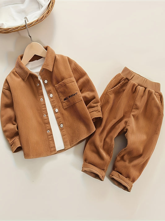 BABICOLOR Kids’ Corduroy Set – Long Sleeve Shirt & Pants for Spring/Autumn Outdoor Wear