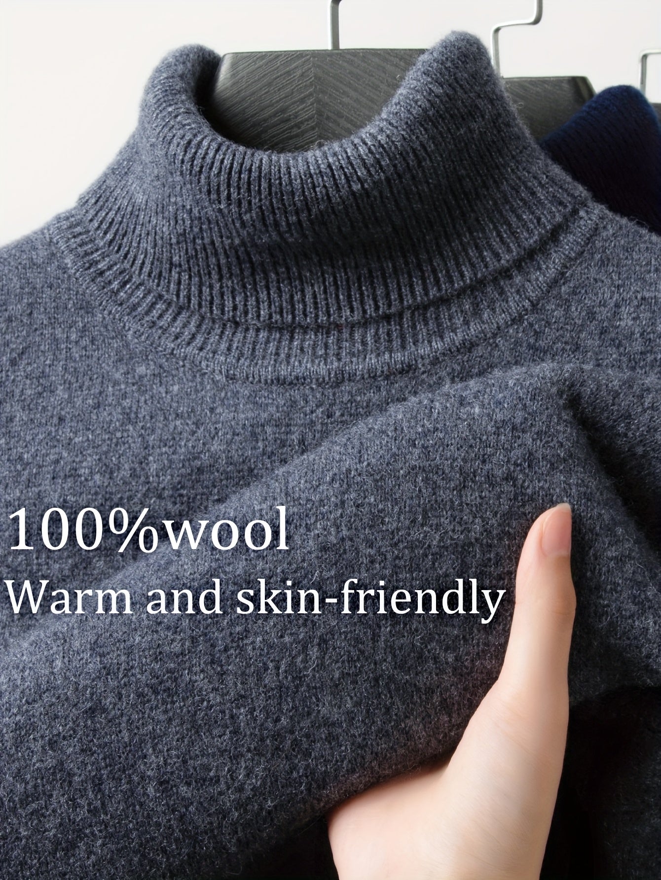 FORTEI Men's Heavyweight Wool Turtleneck Sweater – Thick Warm Winter Pullover for Casual & Formal Wear