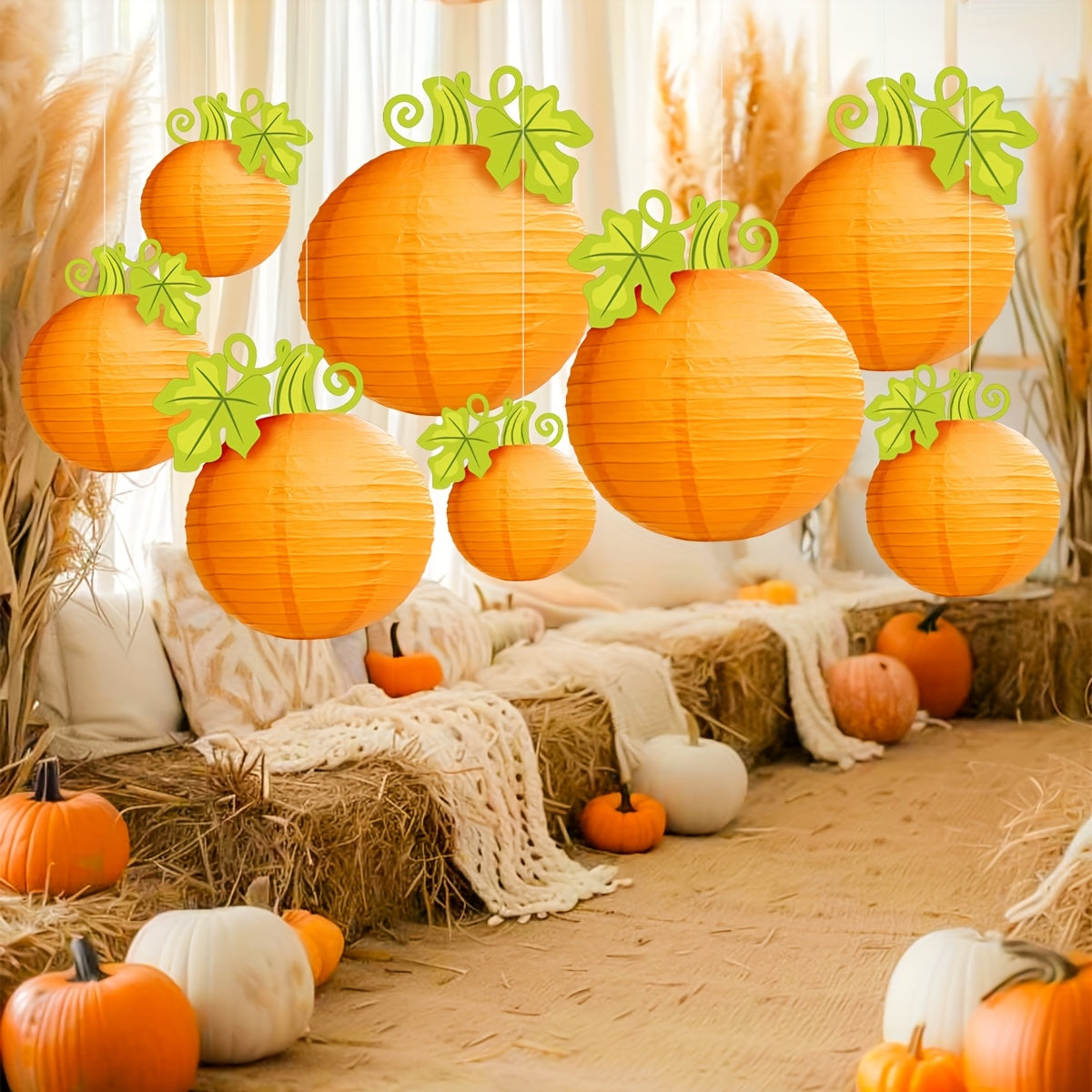 🎃 8pcs Pumpkin Lanterns – Hanging Halloween & Party Decor