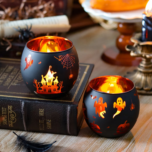 🕯️ 2pcs Gothic Halloween Candle Holders – Spooky Table Decor
