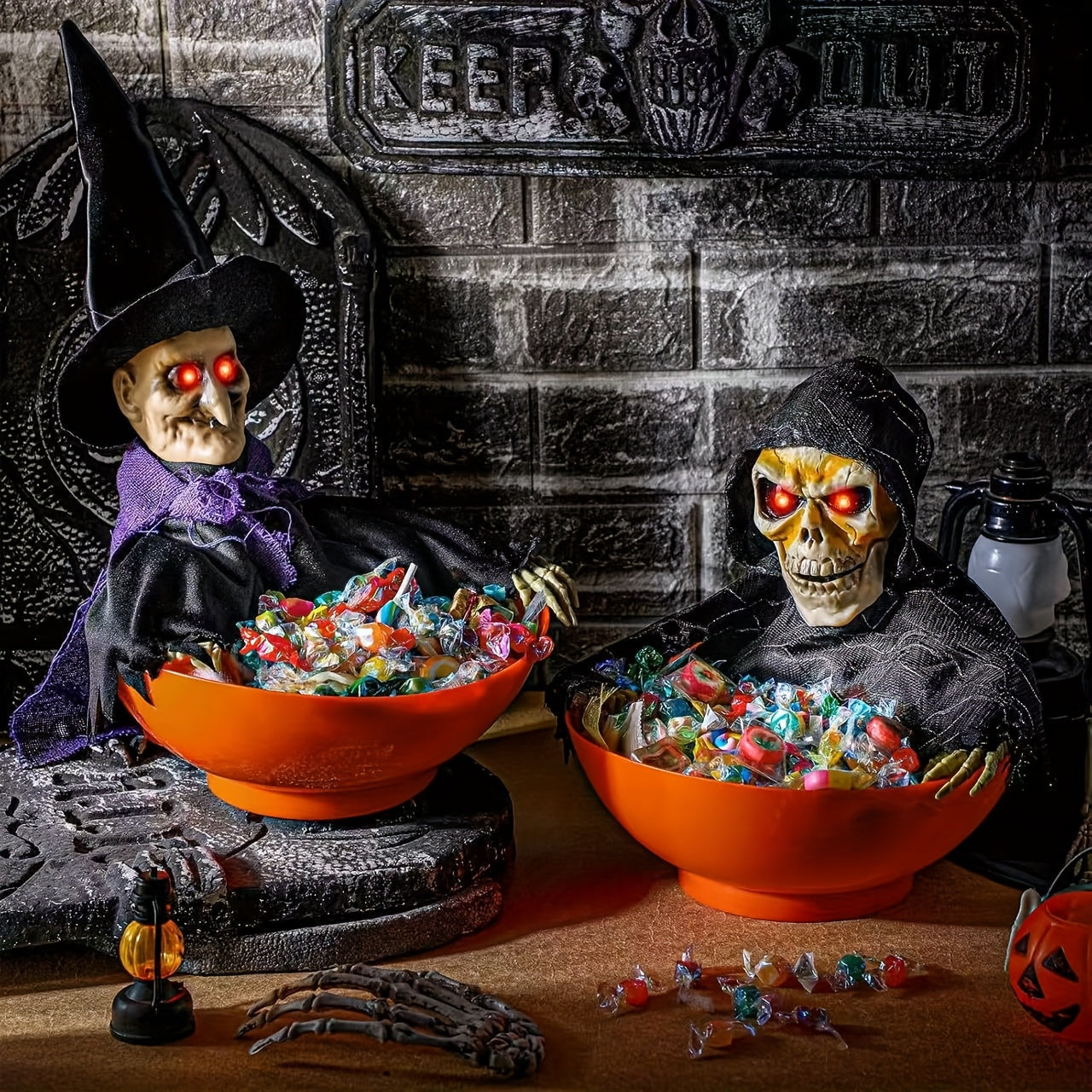 🎃 Halloween Candy Dish – Light-Sensitive Table Decoration