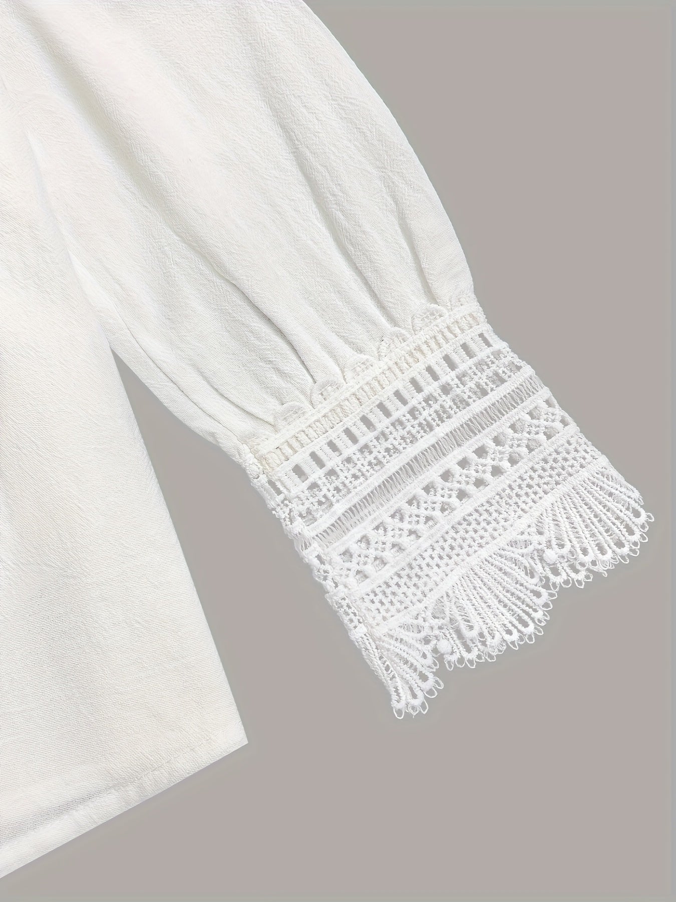 Women’s Lace V-Neck Long Sleeve Pullover – Elegant Home & Office Shirt