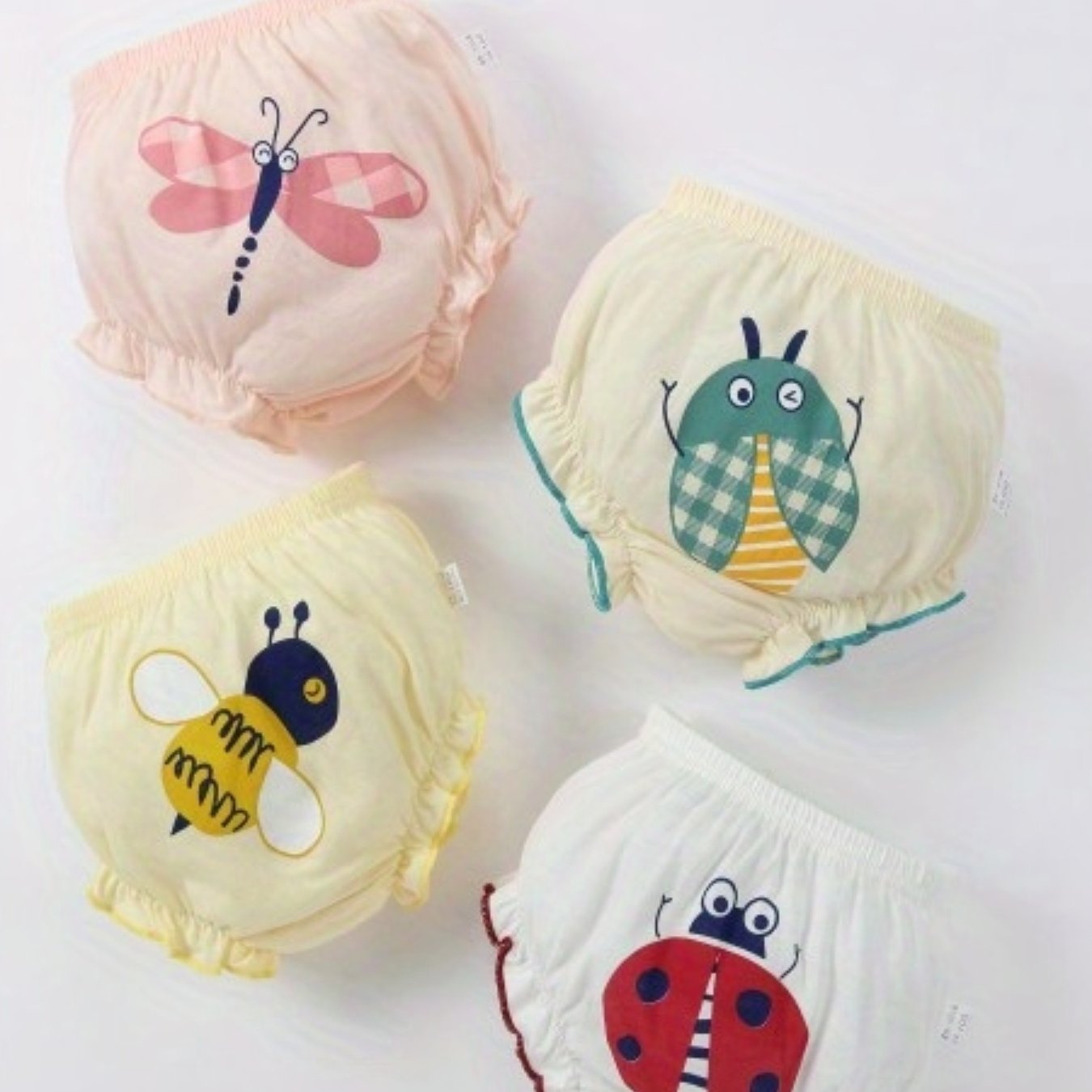 4pcs Kids' Cartoon Bug Print Underwear – Soft Cotton, Comfortable Everyday Wear