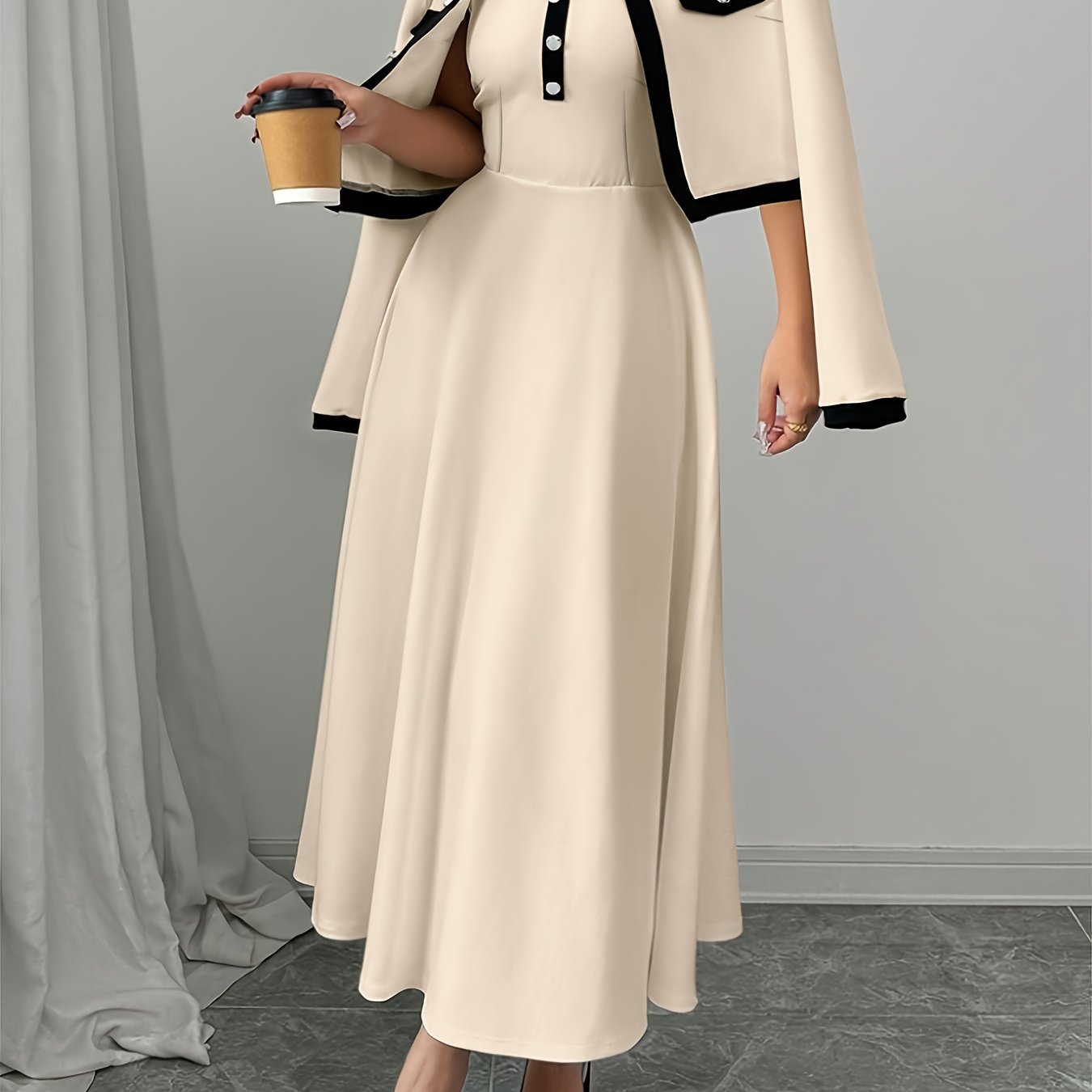 🌿 Women’s Jacket & Dress Set