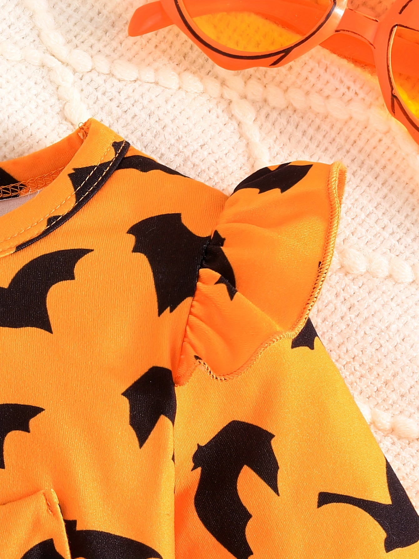 🦇 Girls’ Halloween Bat Dress – Long Sleeve Tulle Skirt