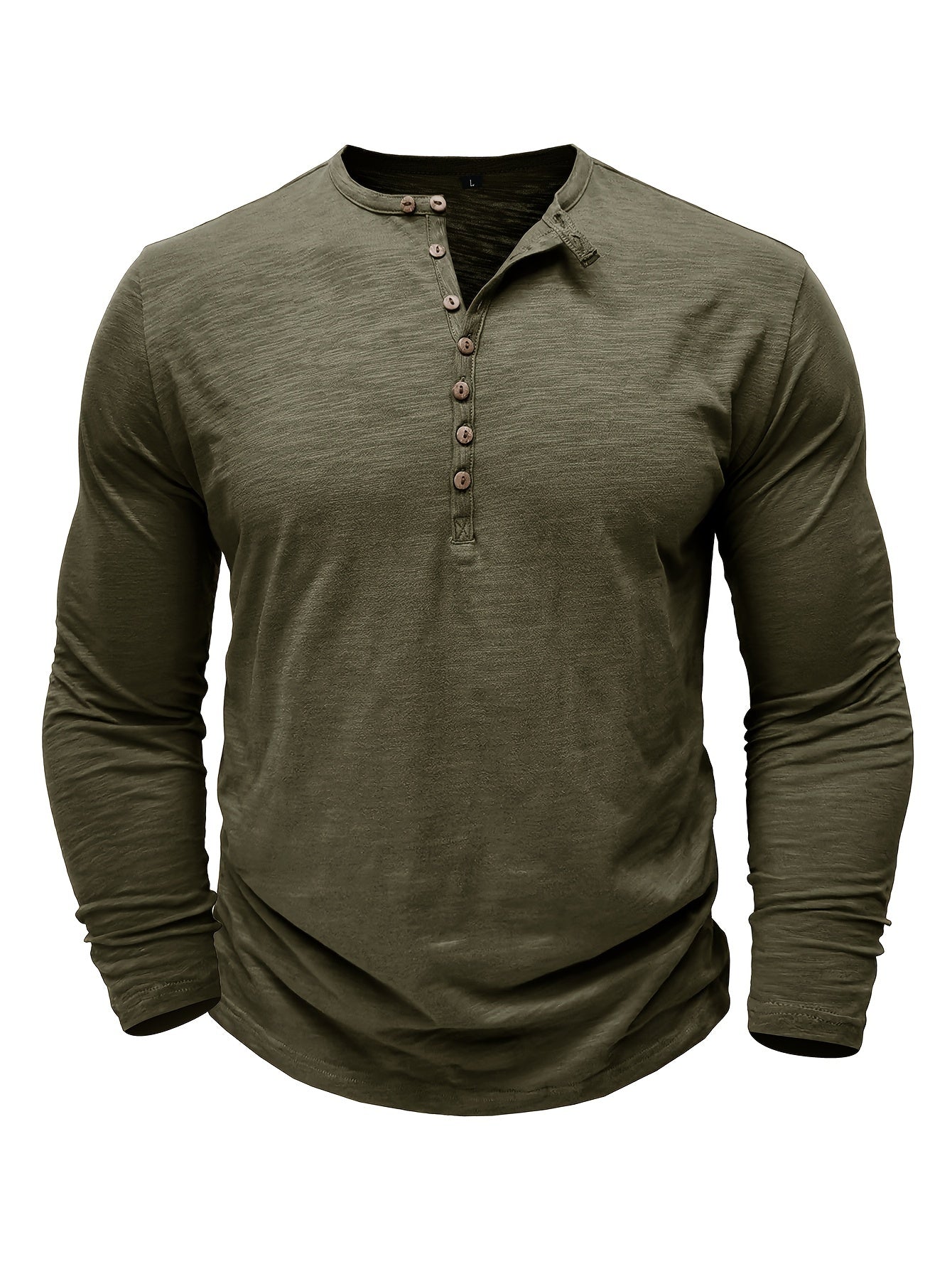 Solid Color Men's Long Sleeve Henley Shirt – Comfy, All-Match Casual Wear for Spring & Fall