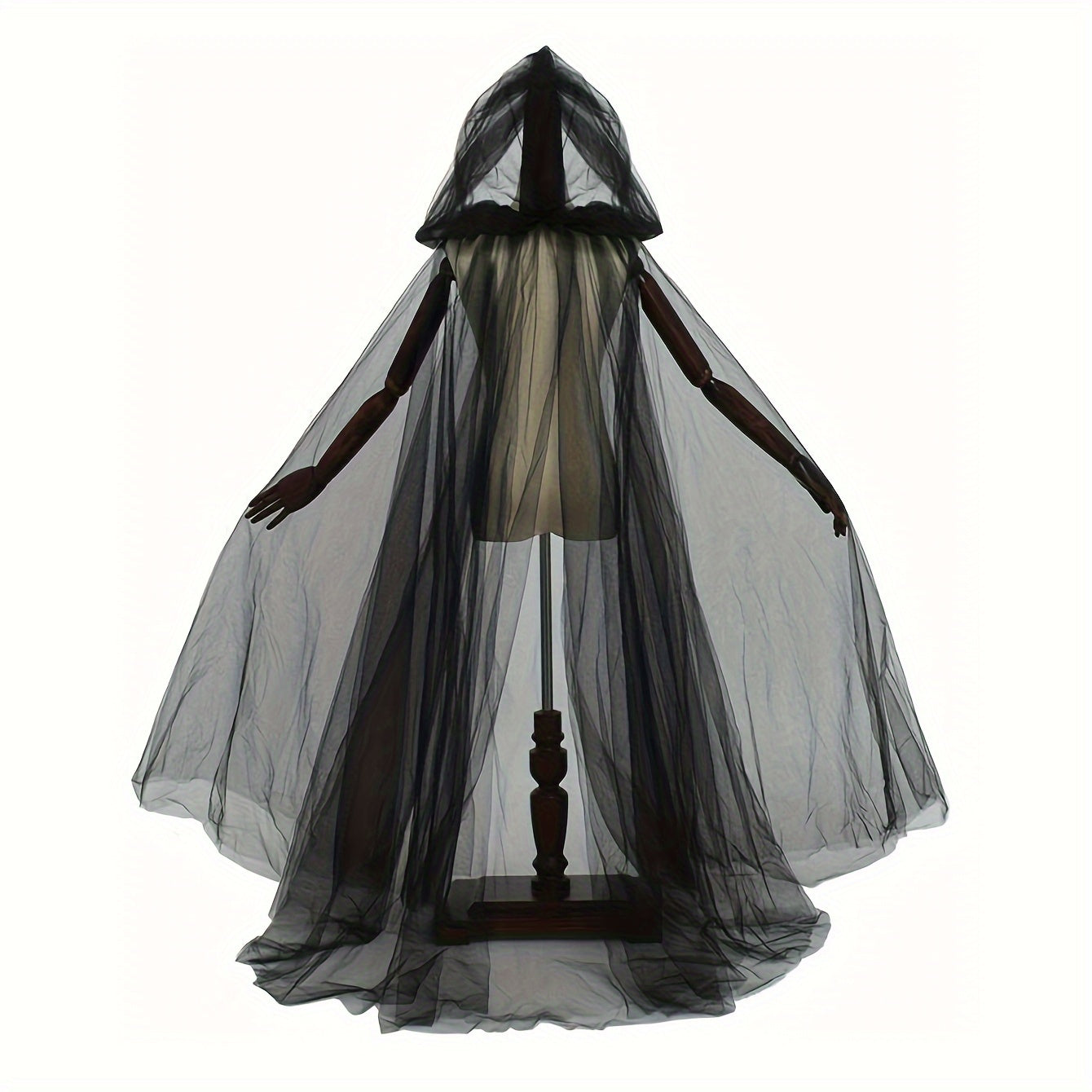🖤 White & Black Bridal Cloak – Witch & Vampire Costume