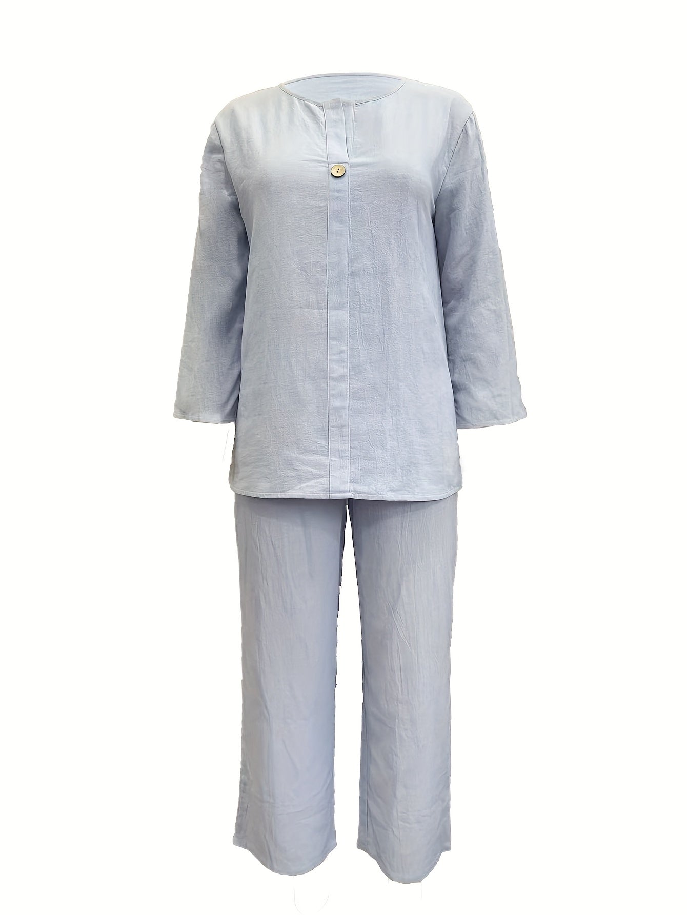 Women’s Casual Vacation Set – Loose Top & Wide-Leg Pants, Stylish Summer Outfit