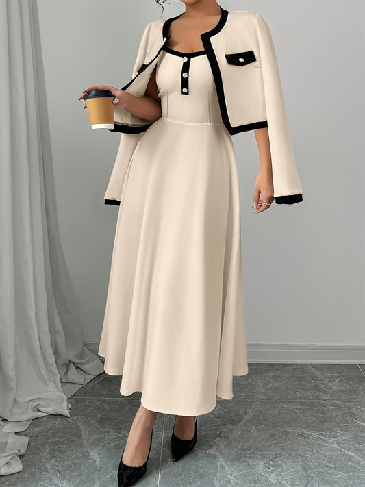 🌿 Women’s Jacket & Dress Set