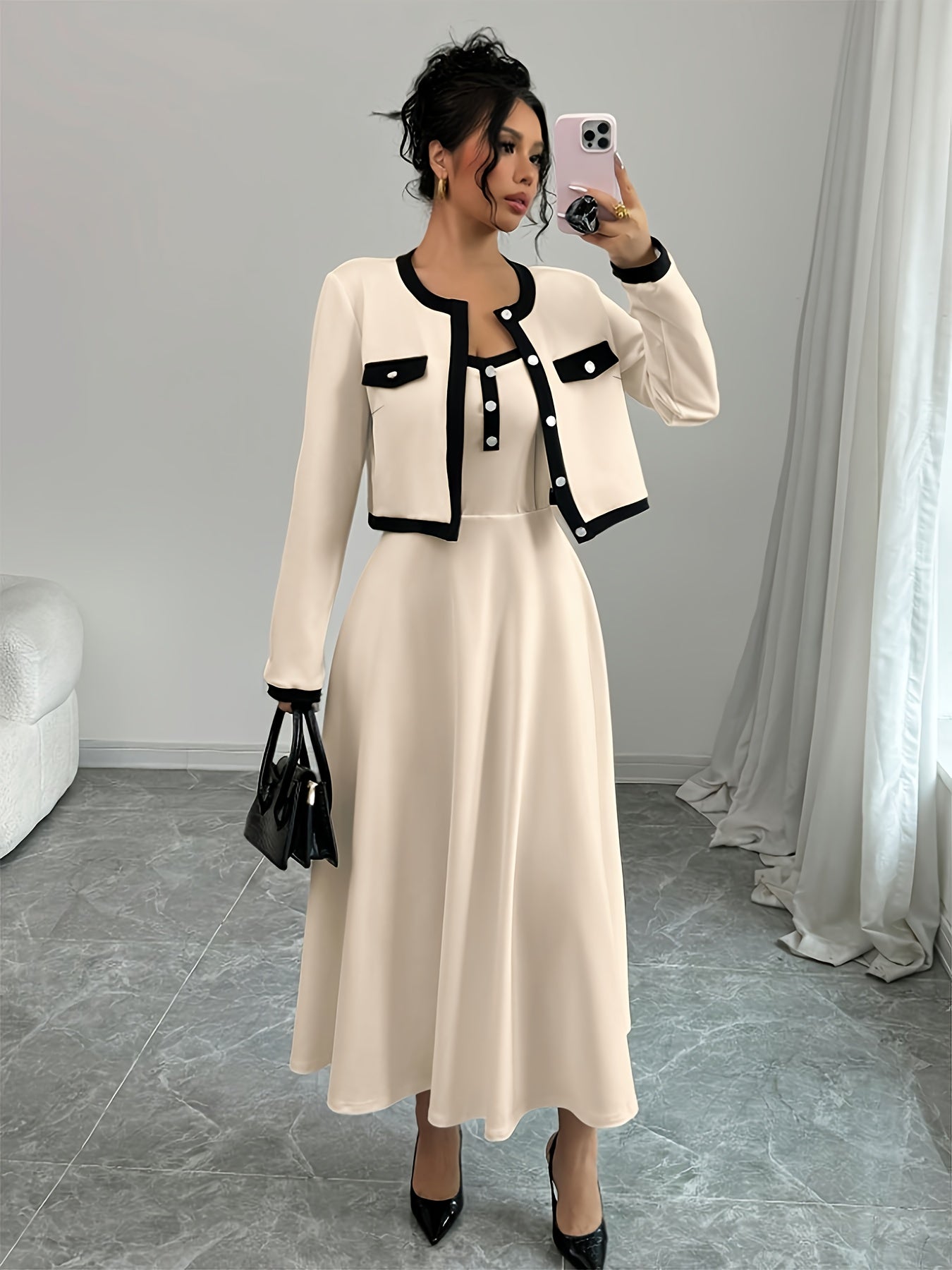 🌿 Women’s Jacket & Dress Set
