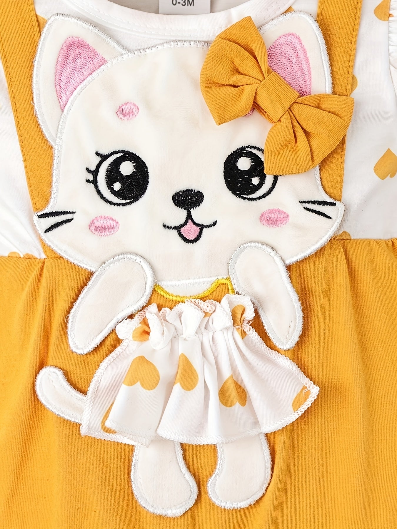 Conjunto de macacão 2 peças para bebé 0–18 meses – Macacão de manga comprida com folha de lótus e chapéu, bordado de gatinho de desenho animado para outono/inverno