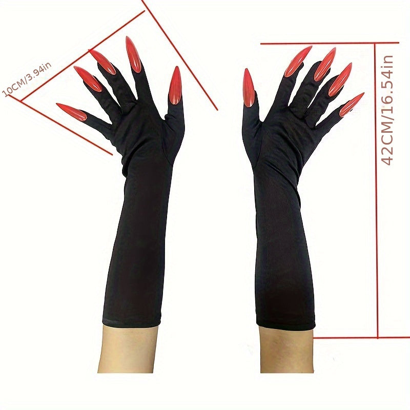 🖤 Halloween Claw Gloves – Long Nail Horror Costume Accessory