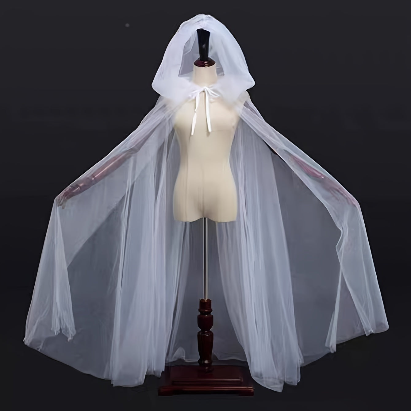 🖤 White & Black Bridal Cloak – Witch & Vampire Costume