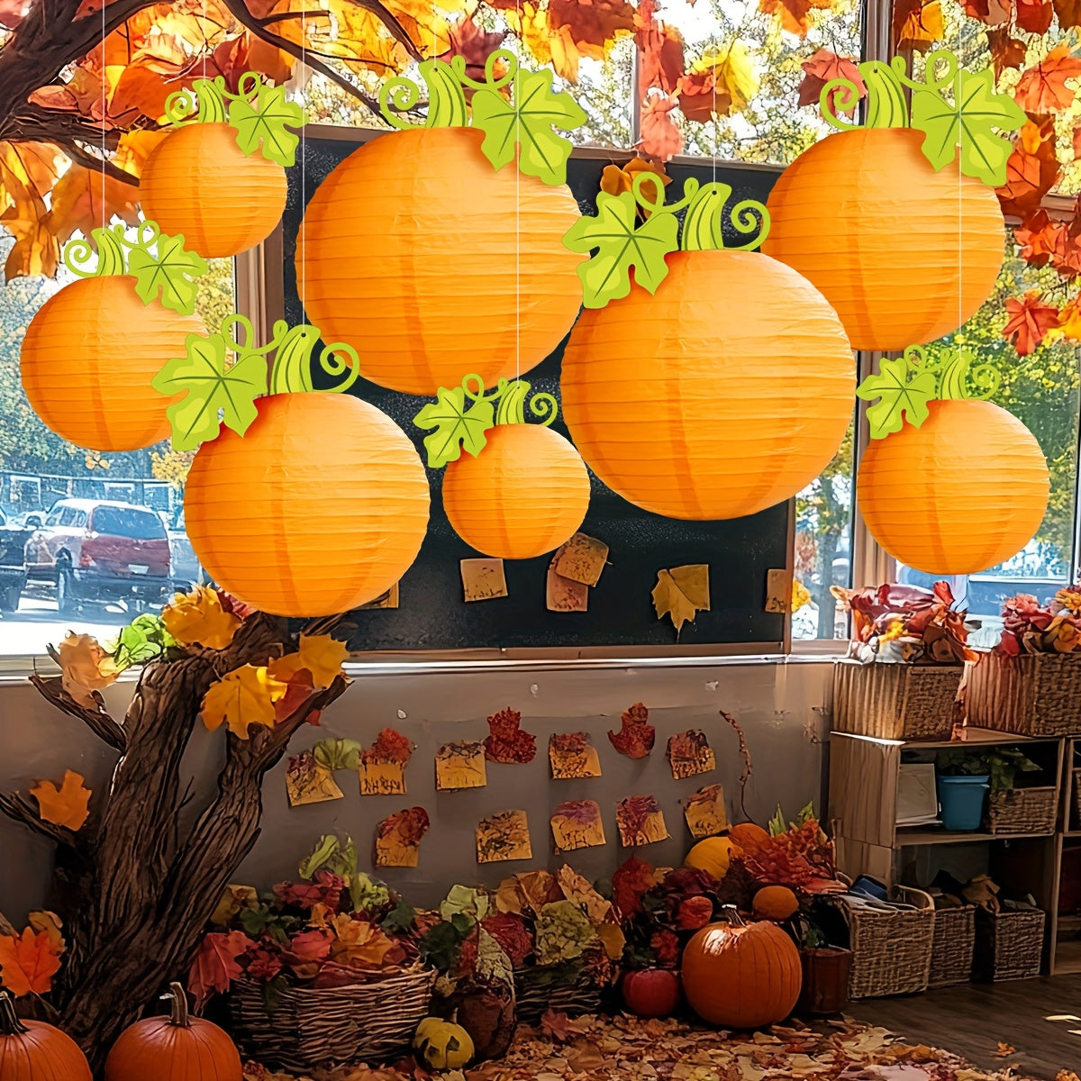 🎃 8pcs Pumpkin Lanterns – Hanging Halloween & Party Decor